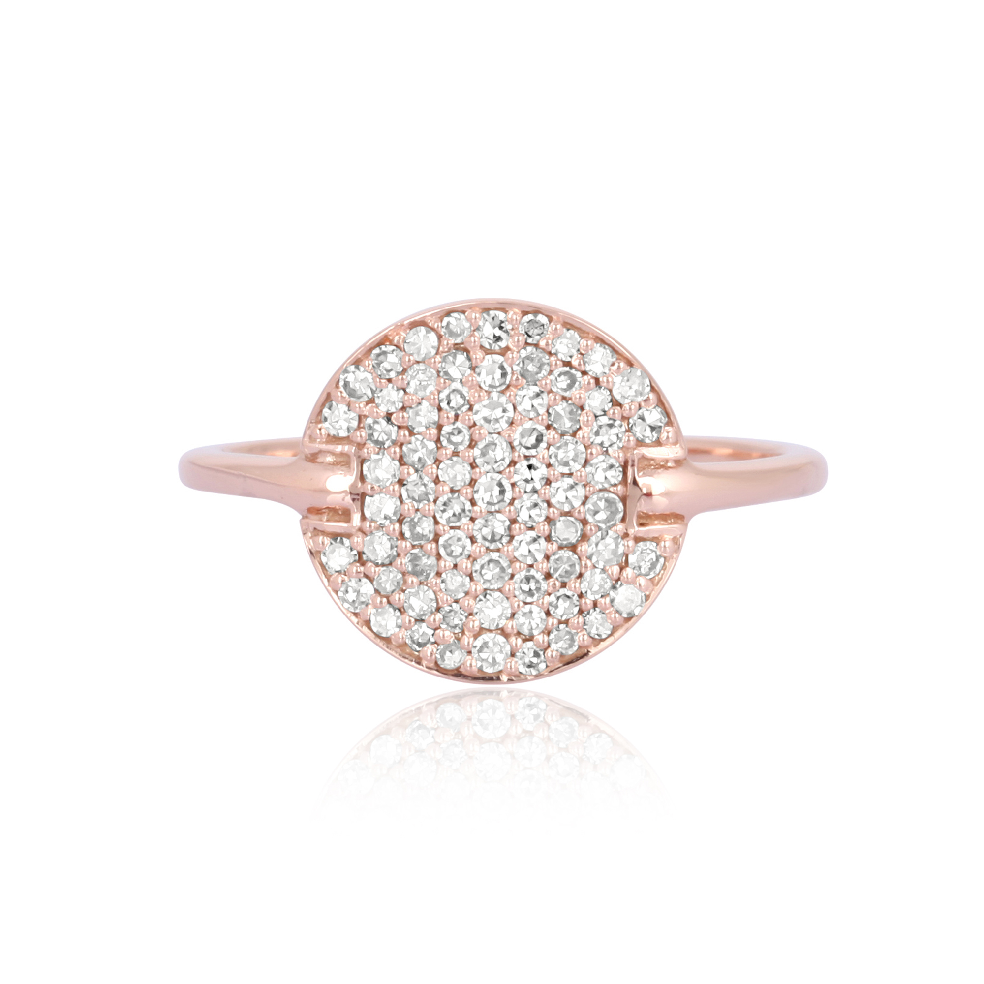 Rose Gold Round Pave Diamond Disc Ring