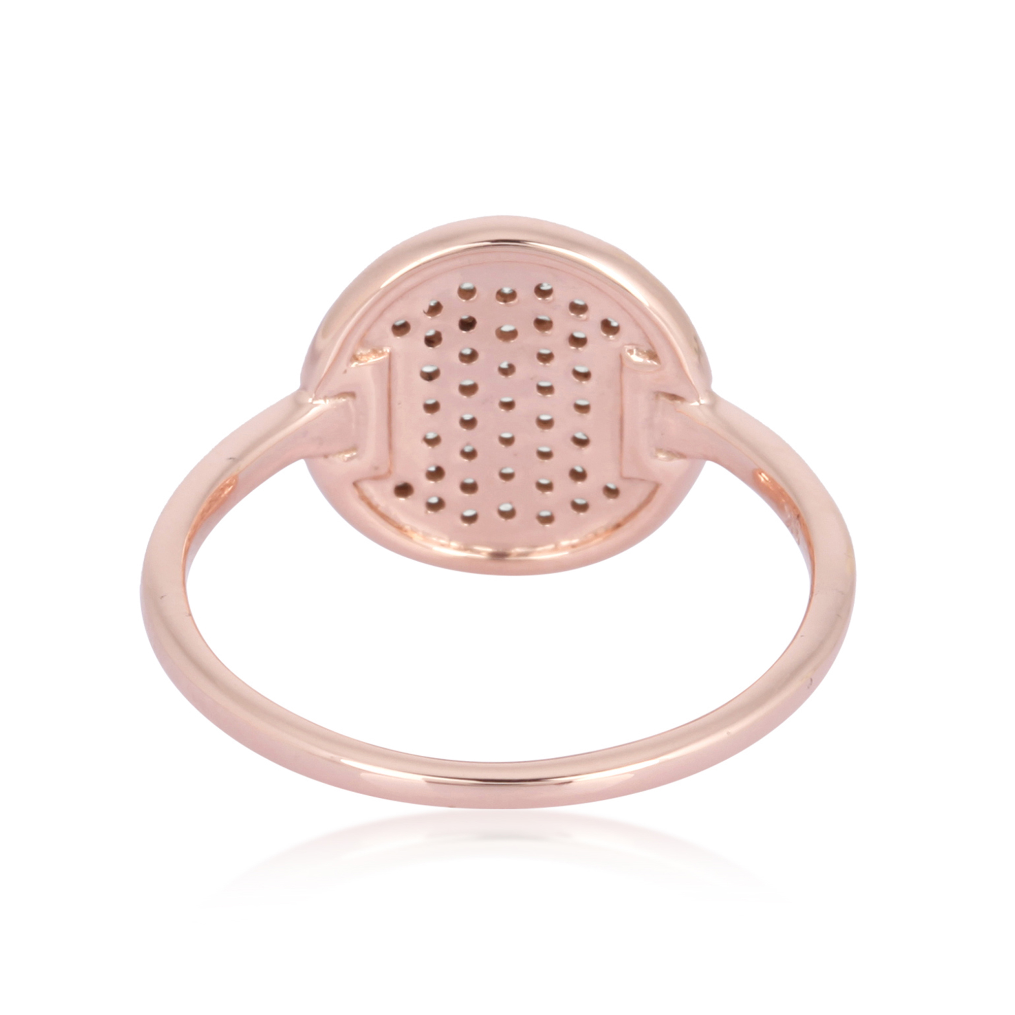 Rose Gold Round Pave Diamond Disc Ring