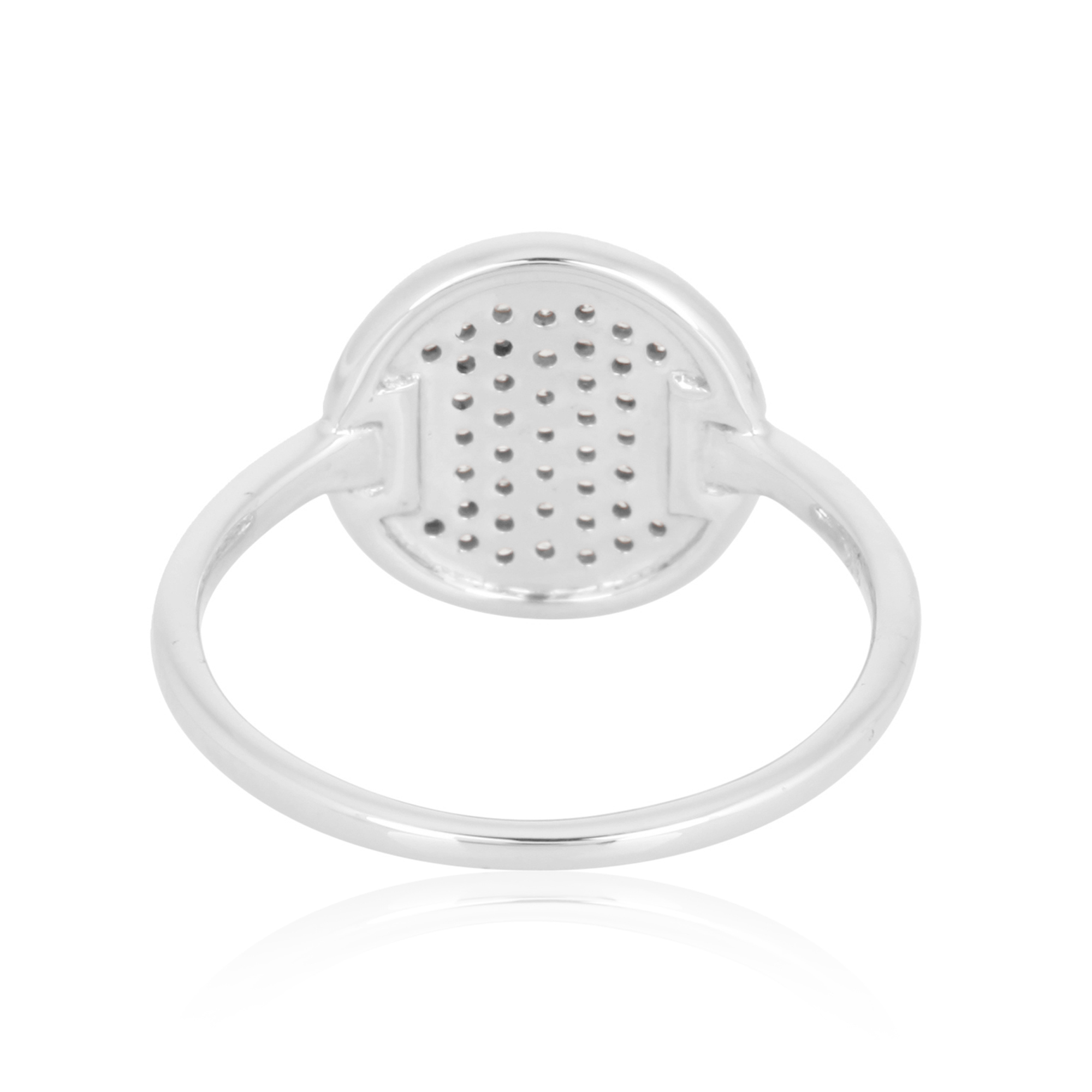 White Gold Round Pave Diamond Disc Ring