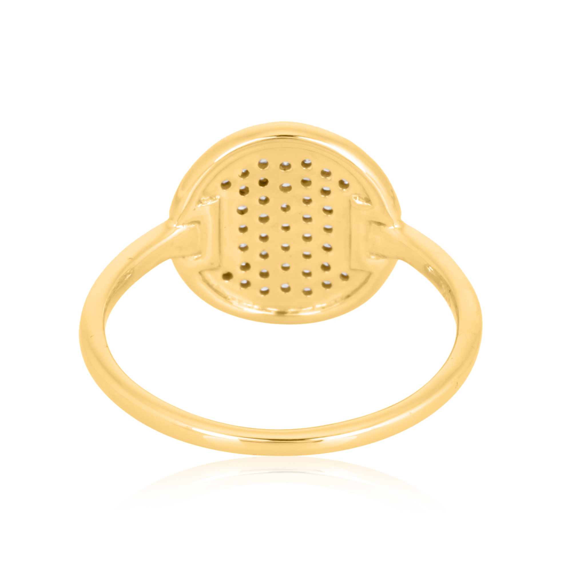 Yellow Gold Round Pave Diamond Disc Ring