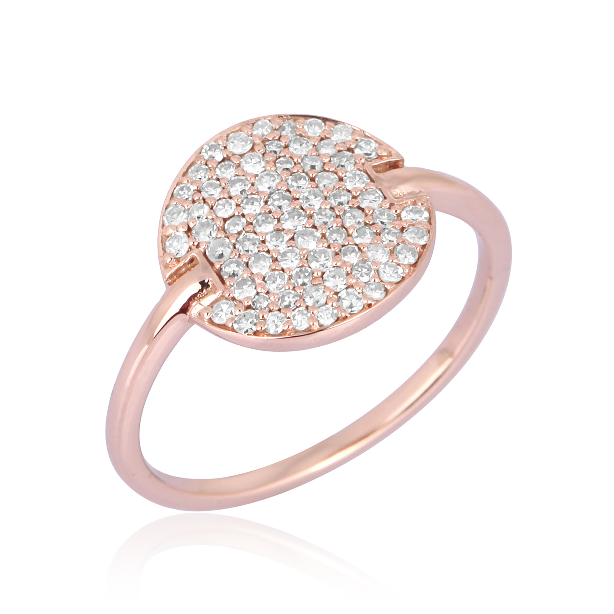 Rose Gold Round Pave Diamond Disc Ring