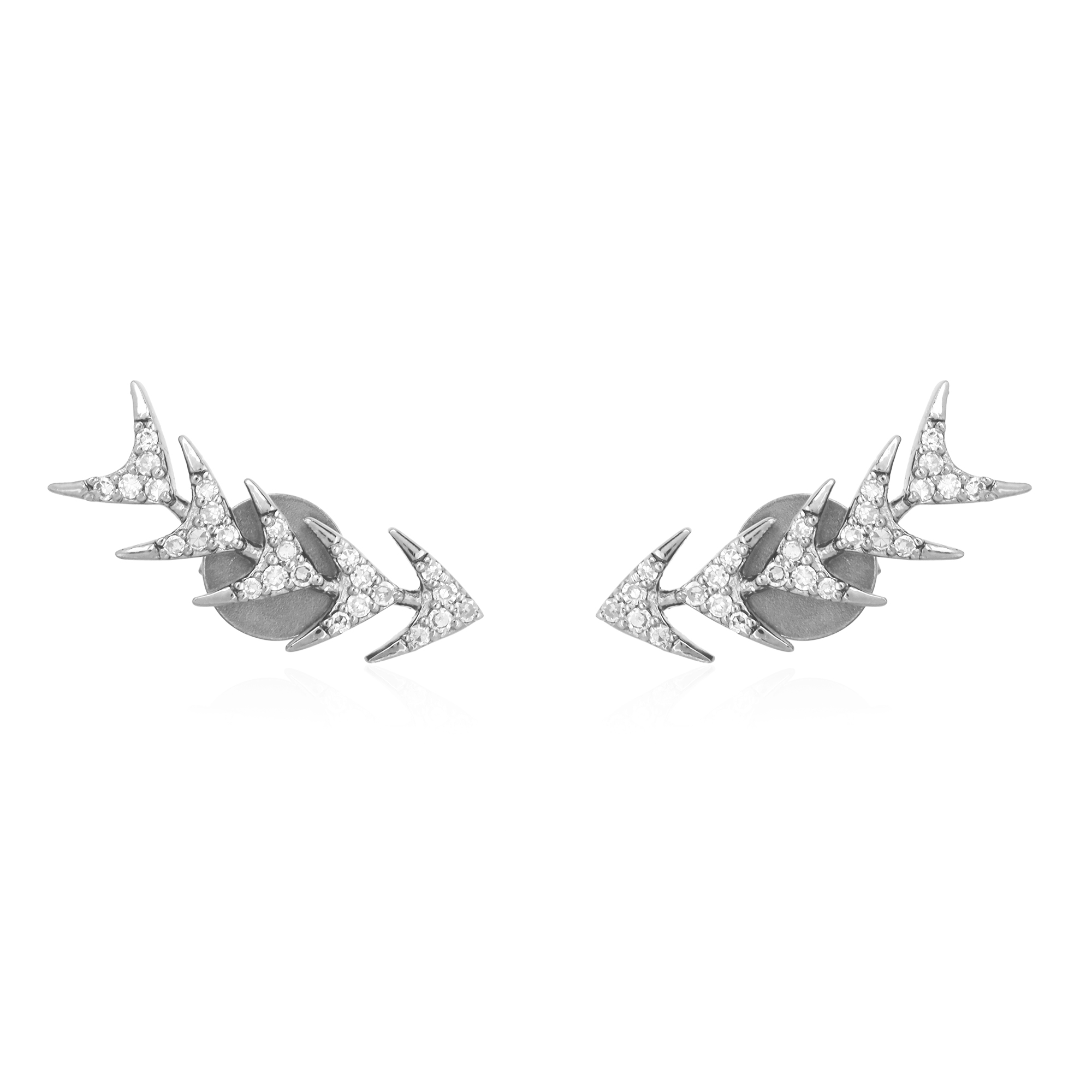 White Gold Diamond Arrow Climber Earrings