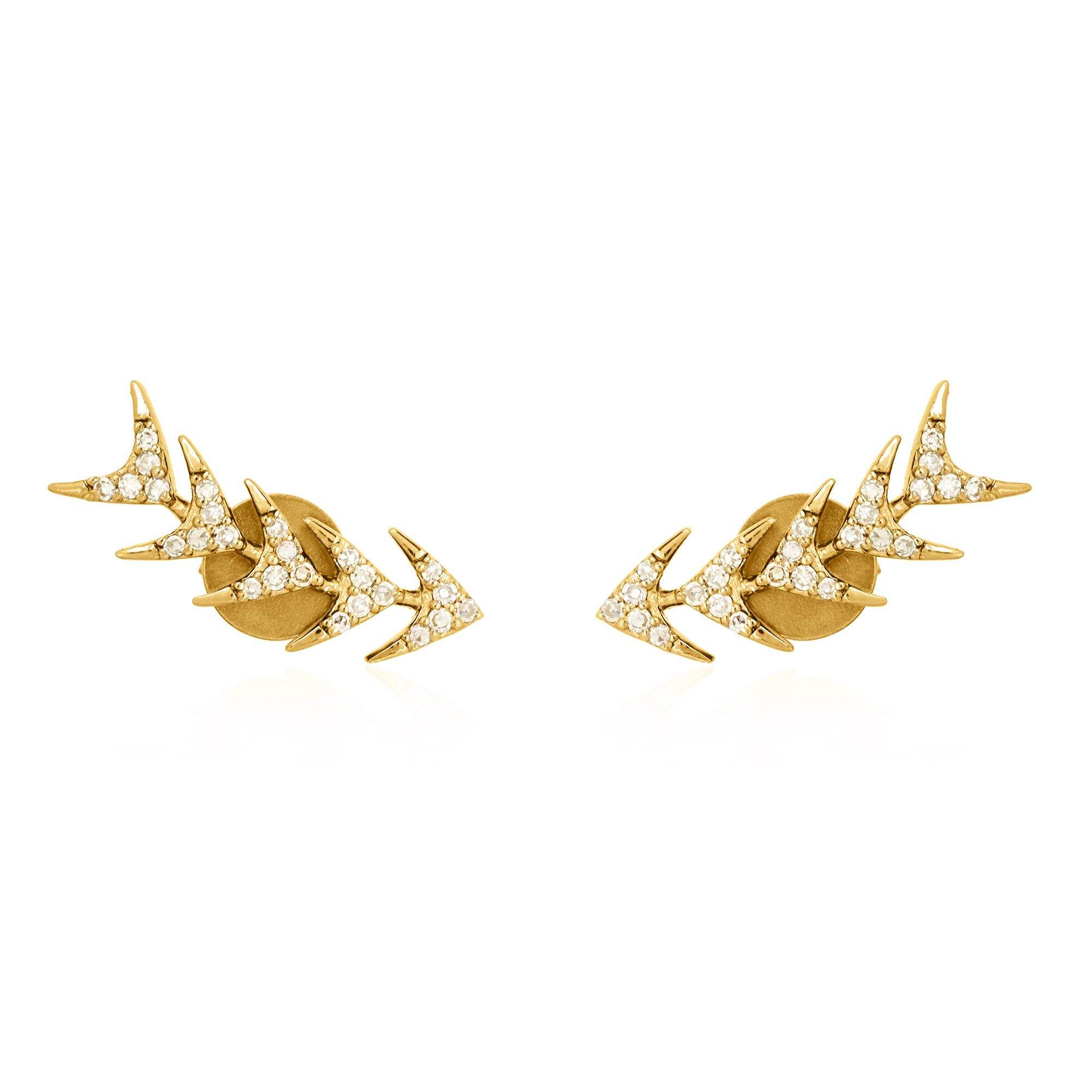 Yellow Gold Diamond Arrow Climber Earrings