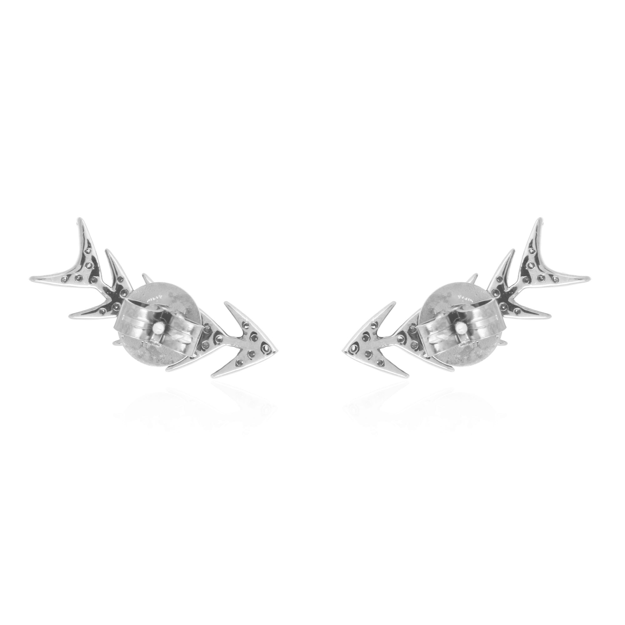 White Gold Diamond Arrow Climber Earrings