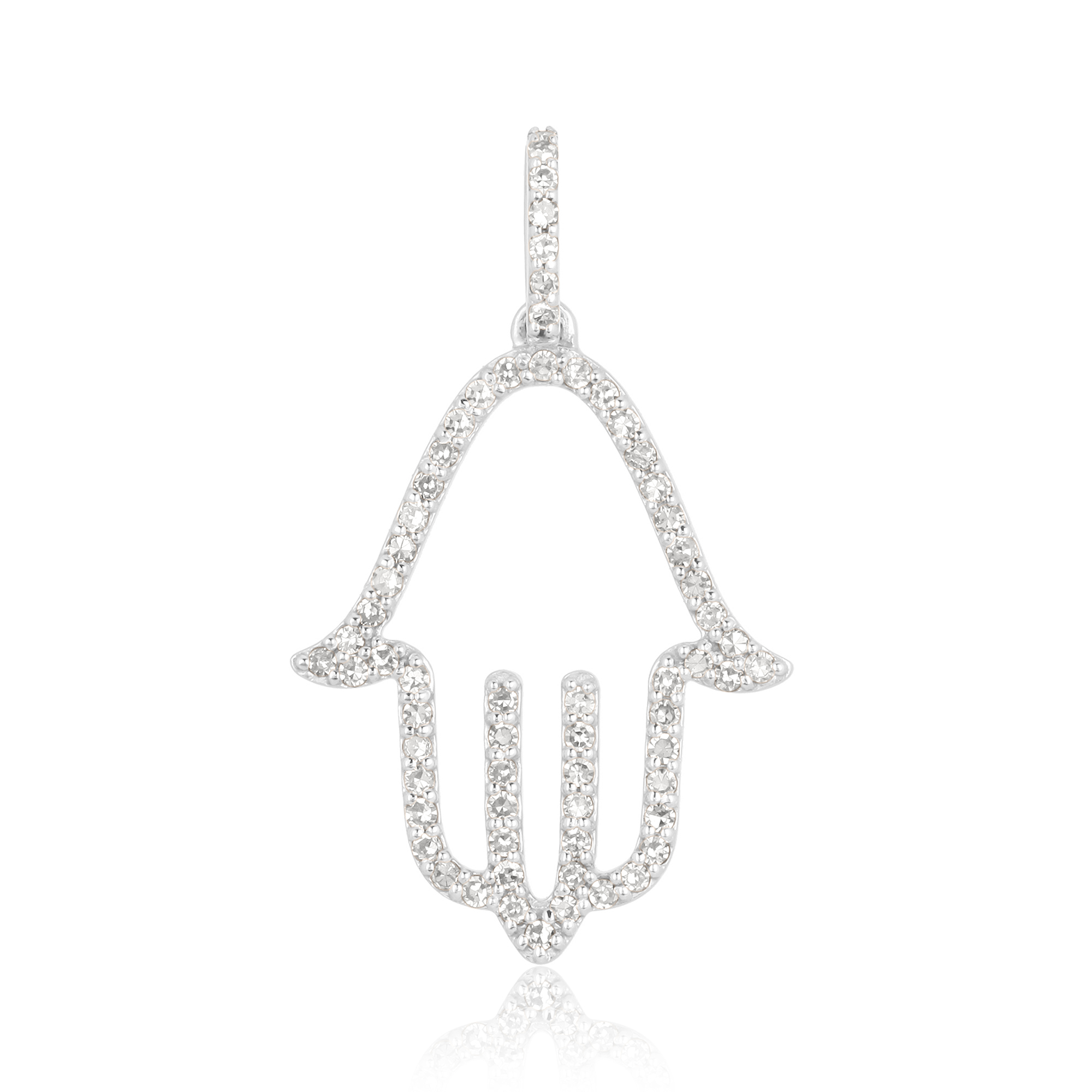 Sterling Silver Hamsa Diamond Pendant