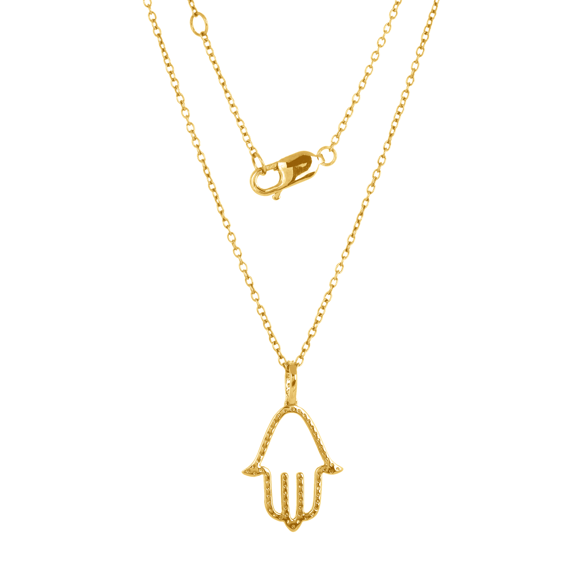 Yellow Gold Hamsa Diamond Pendant