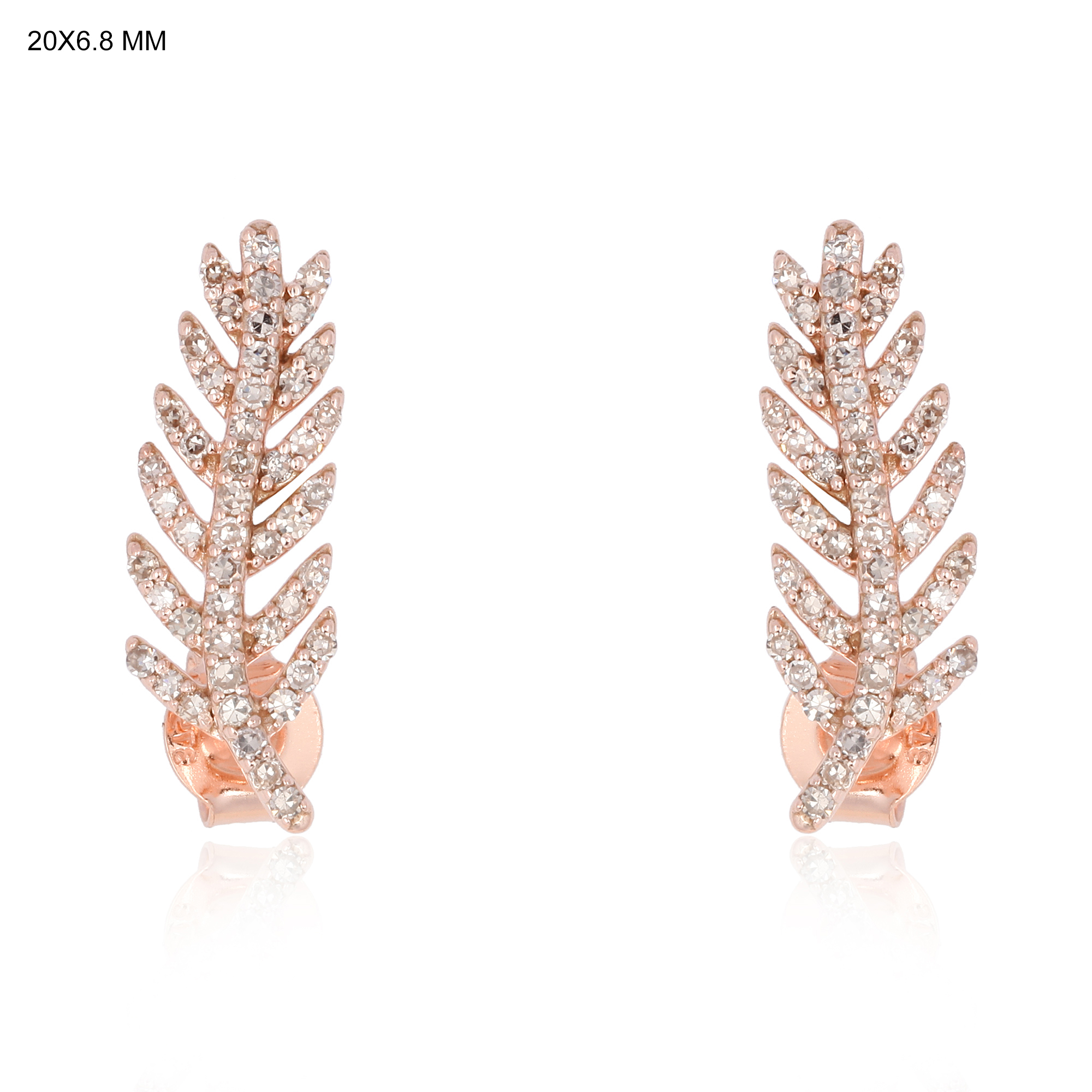 Sterling Silver Diamond Leaf Studs