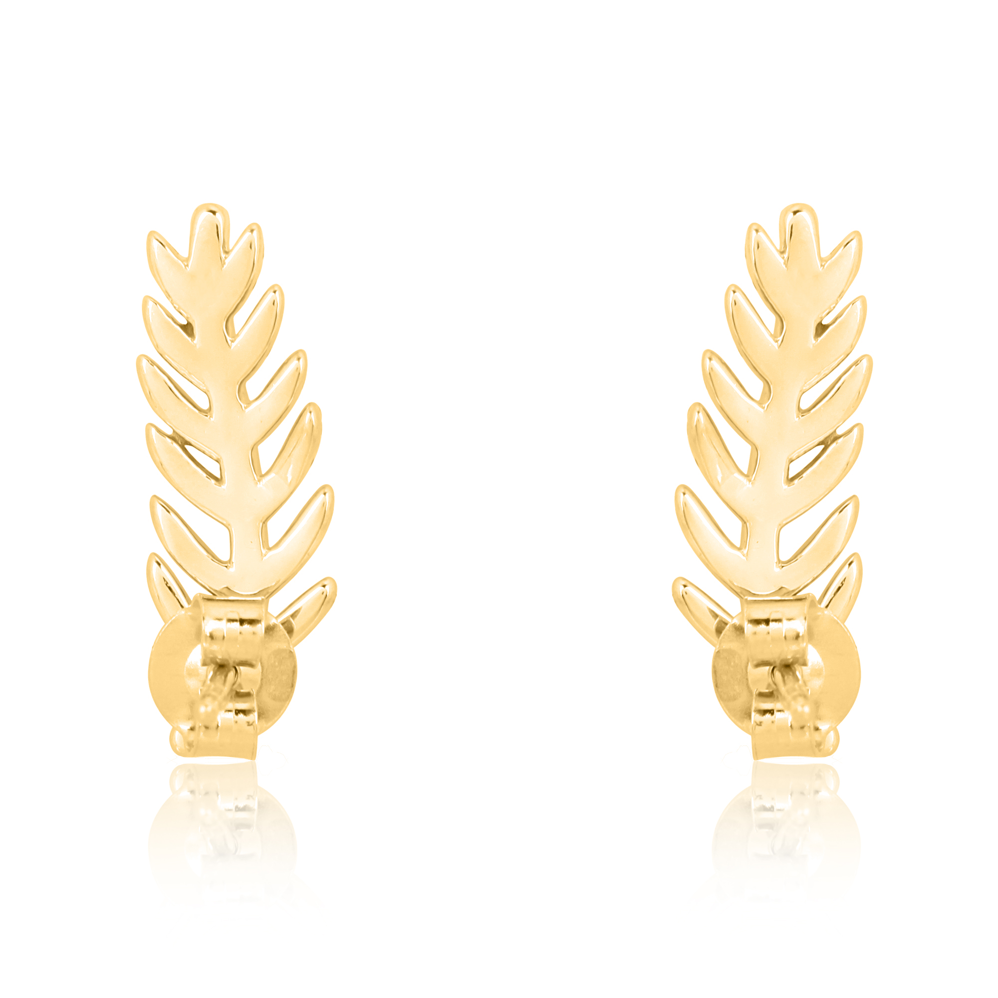 Sterling Silver Diamond Leaf Studs