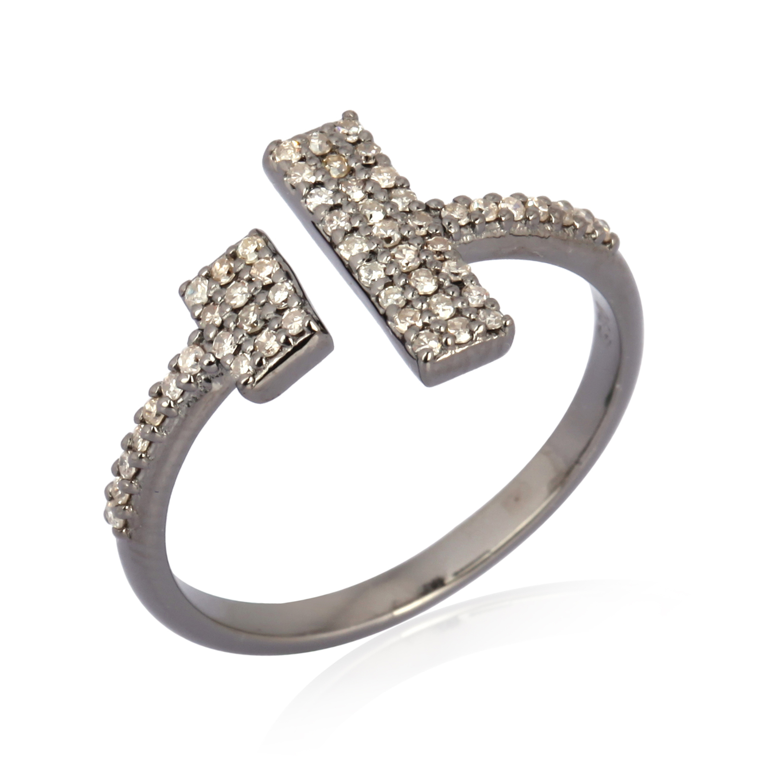 Sterling Silver Diamond Gap Ring