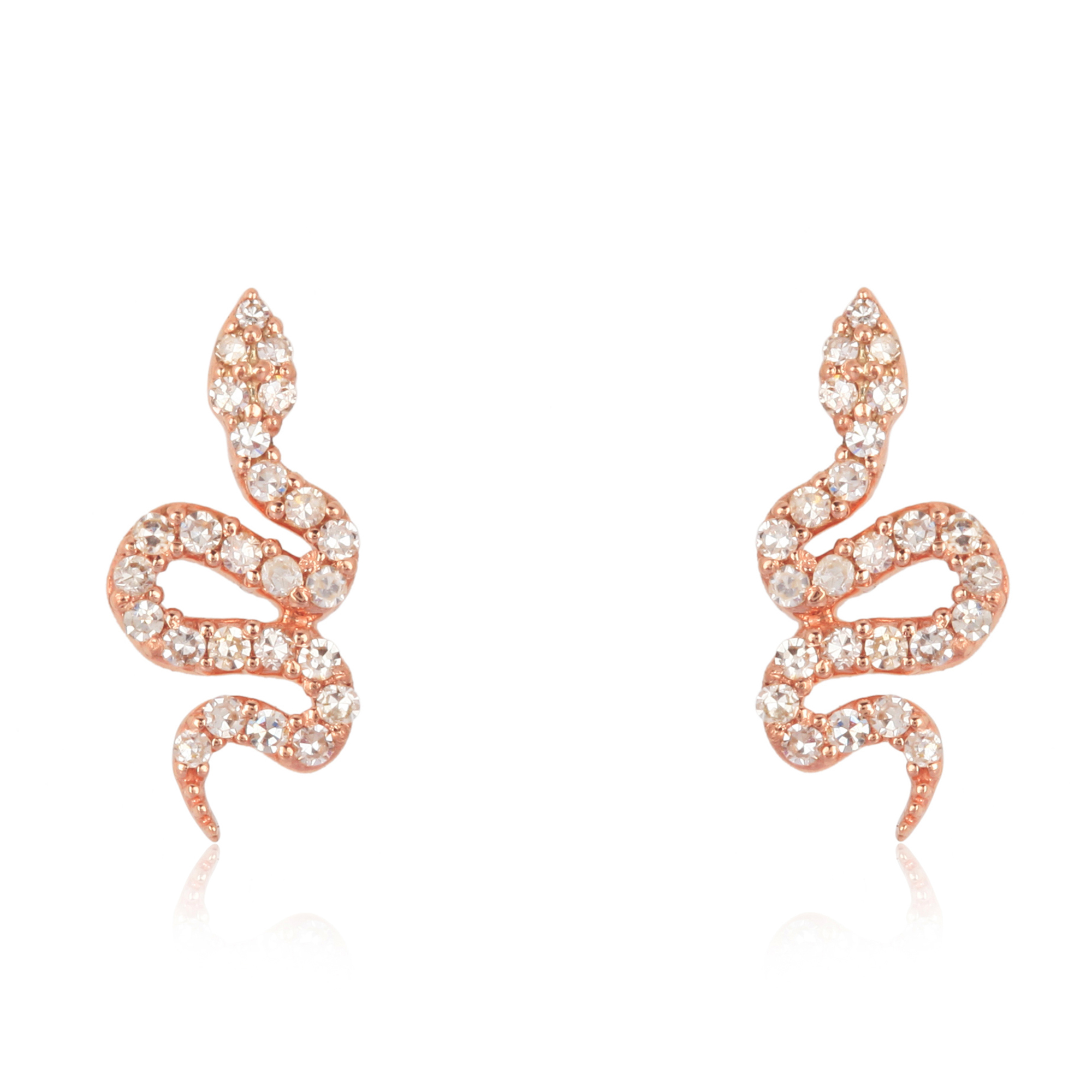 Sterling Silver Diamond Snake Earrings