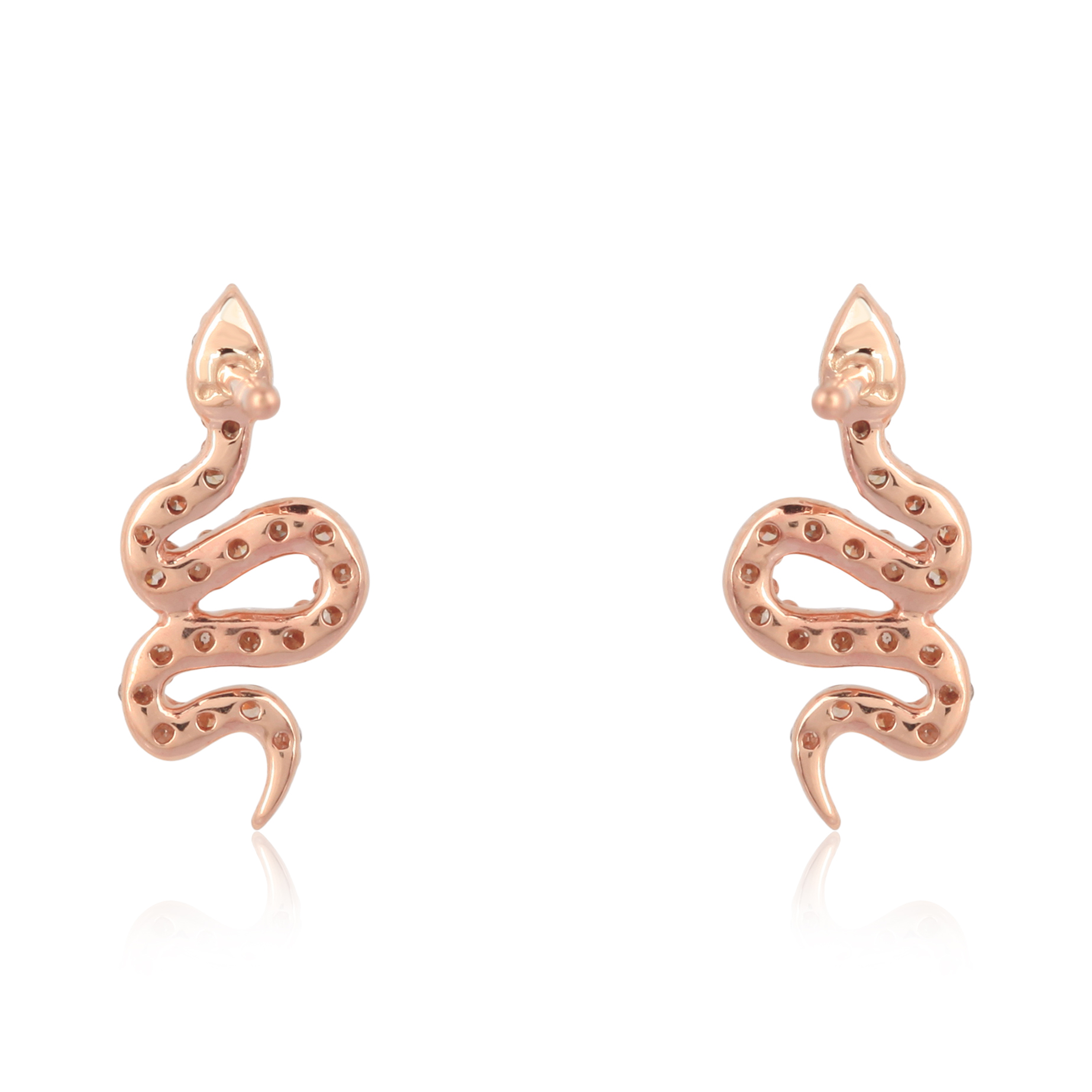Rose Gold Snake Diamond Earrings
