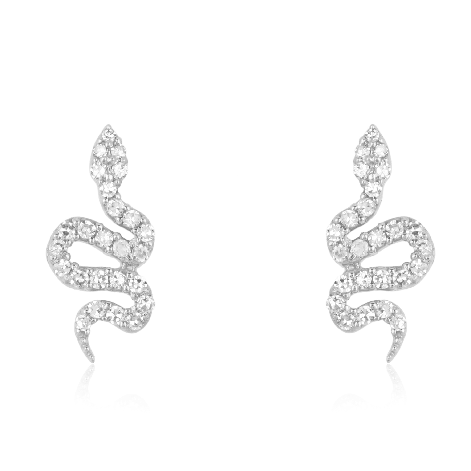 Sterling Silver Diamond Snake Earrings