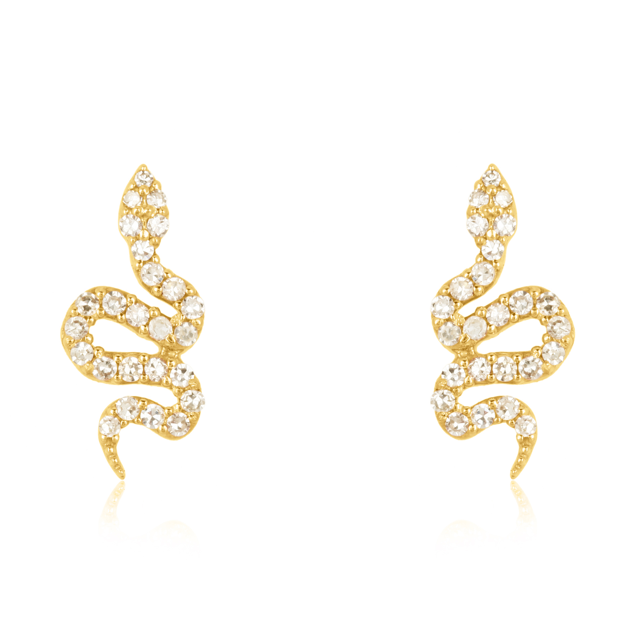 Yellow Gold Snake Diamond Earrings