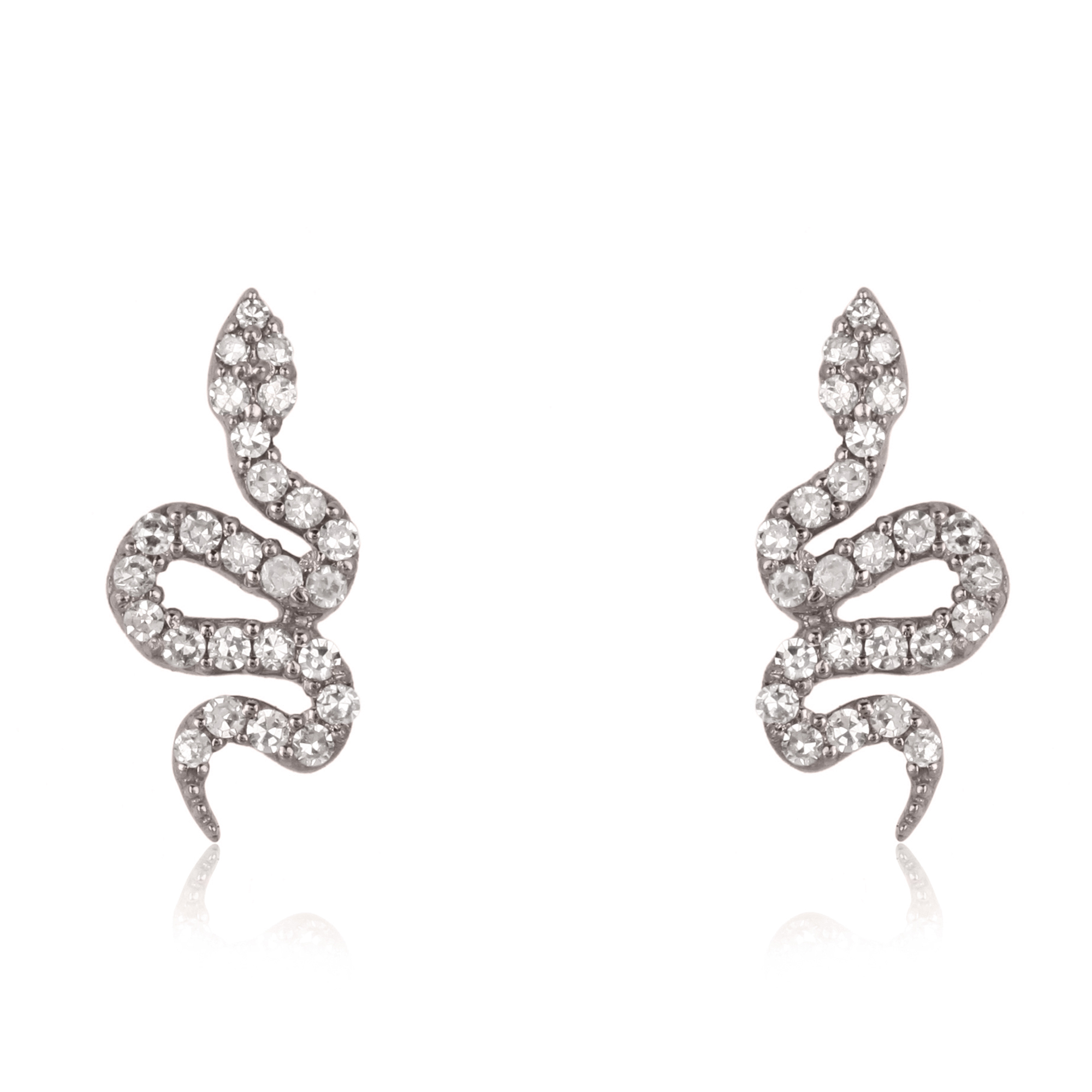 Sterling Silver Diamond Snake Earrings