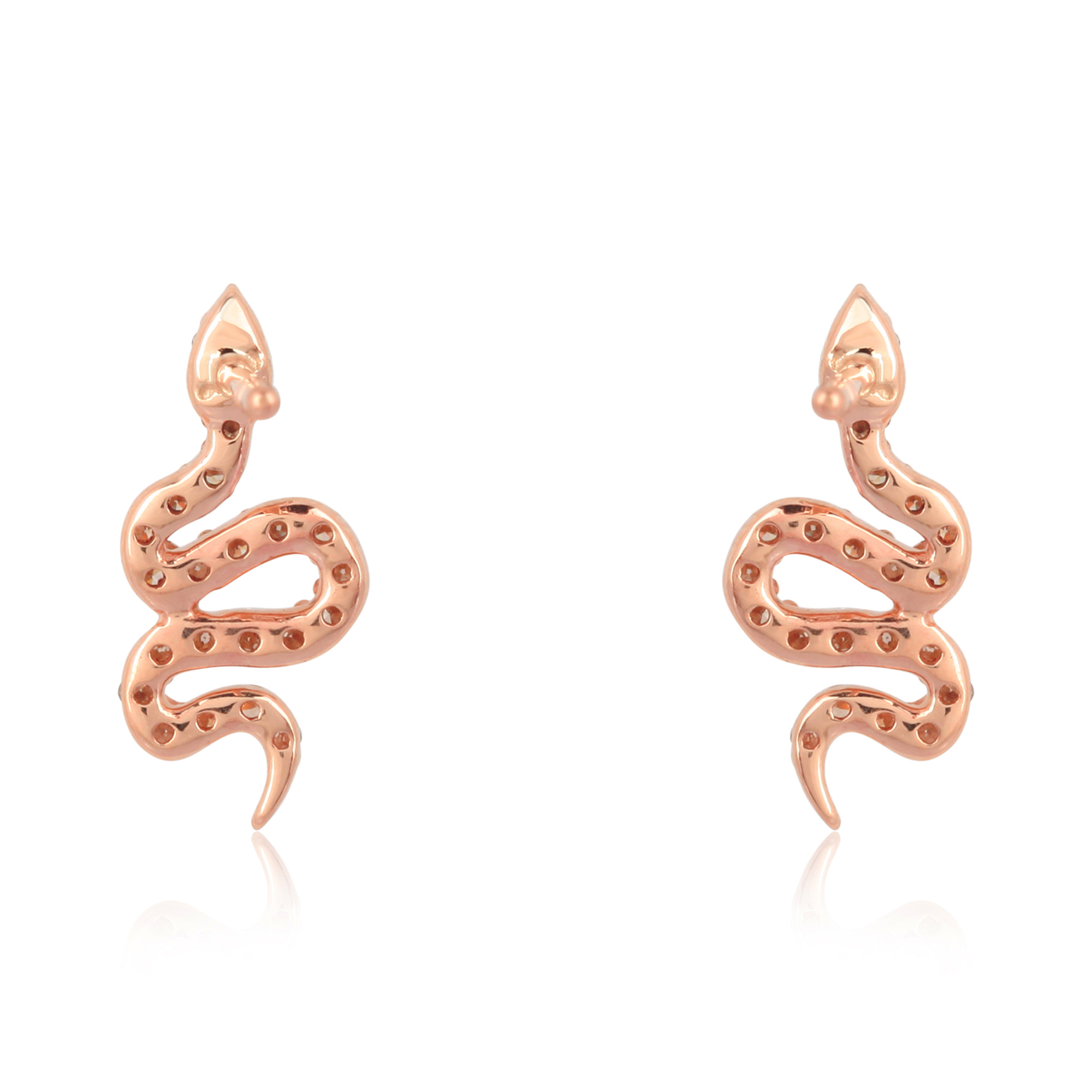 Sterling Silver Diamond Snake Earrings