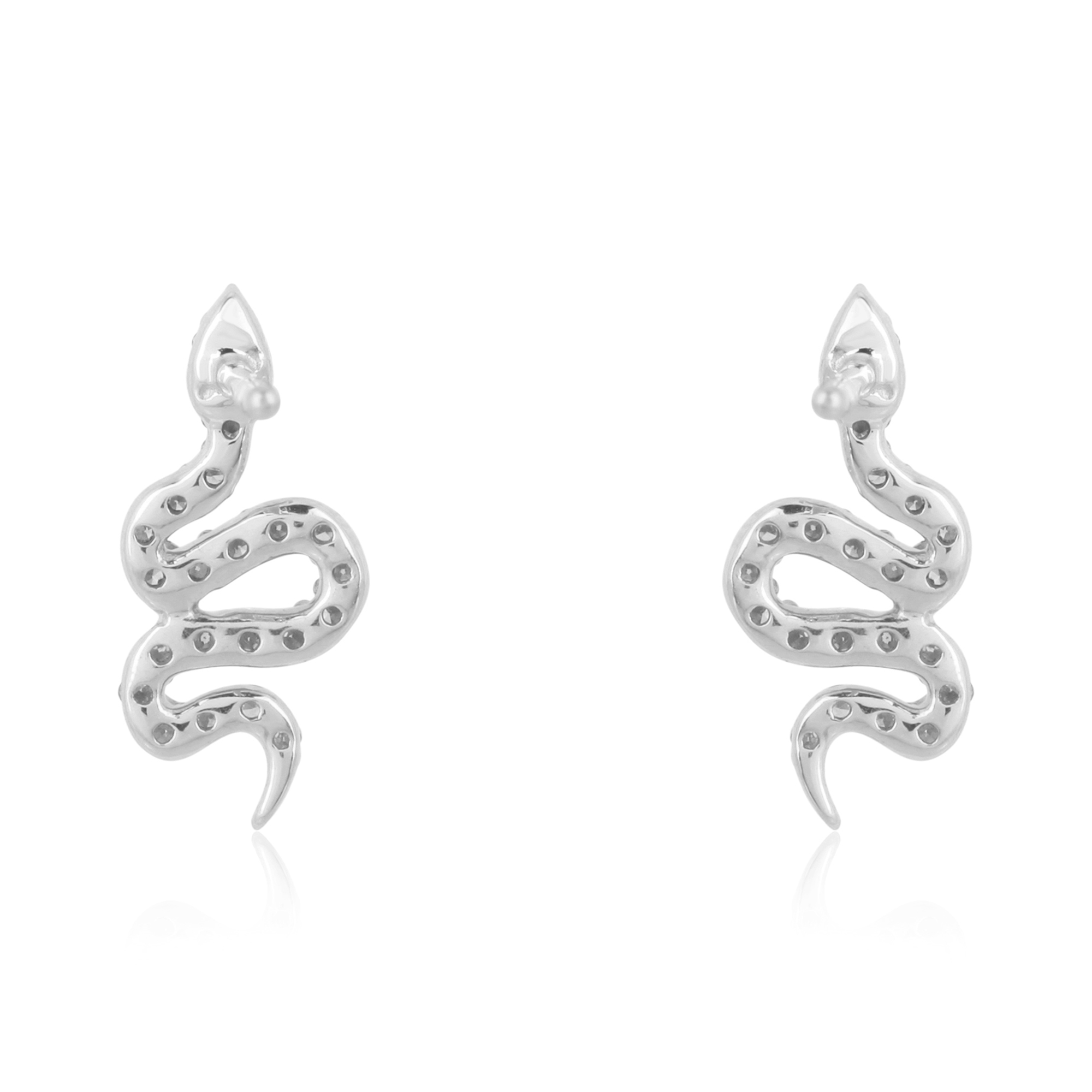 Sterling Silver Diamond Snake Earrings