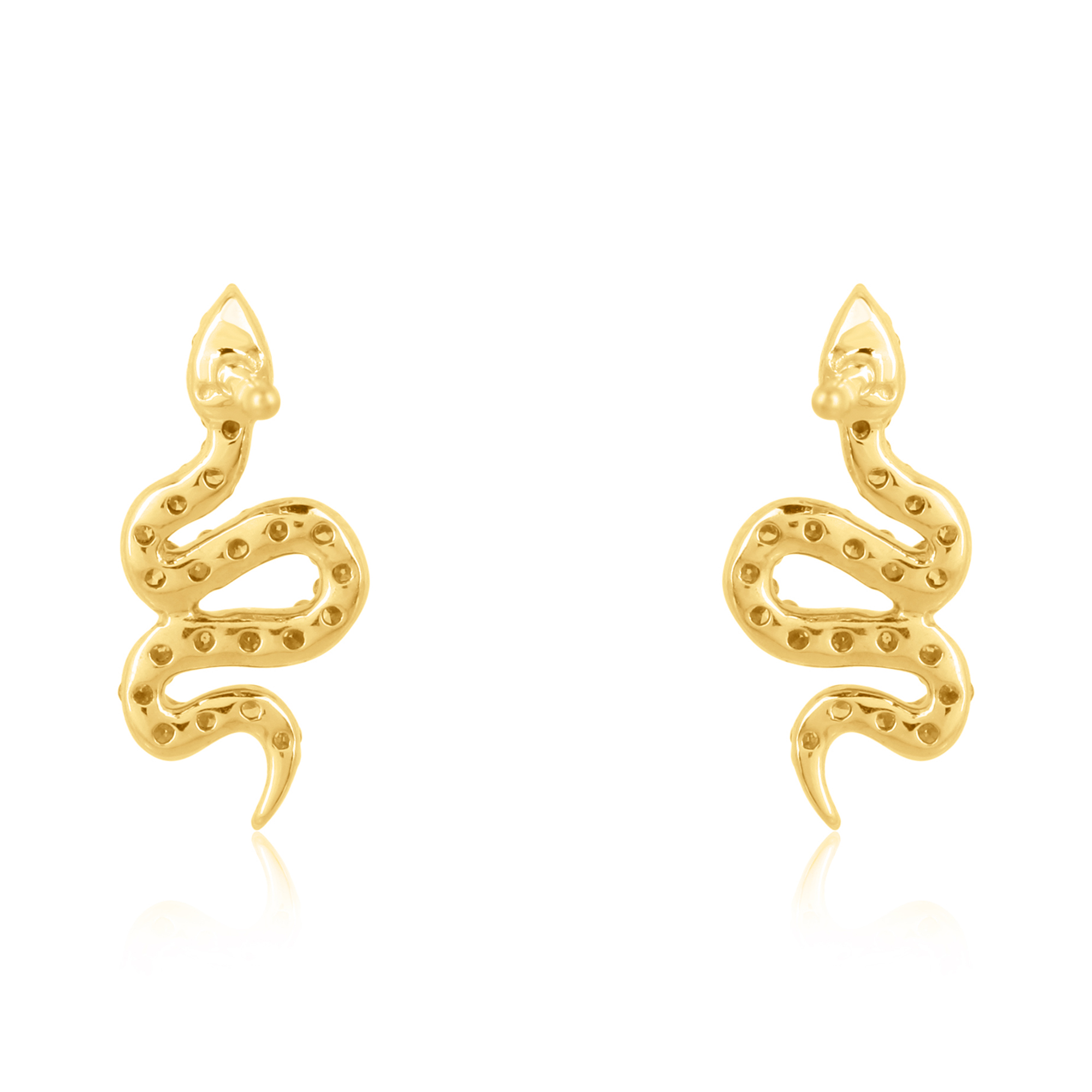 Yellow Gold Snake Diamond Earrings