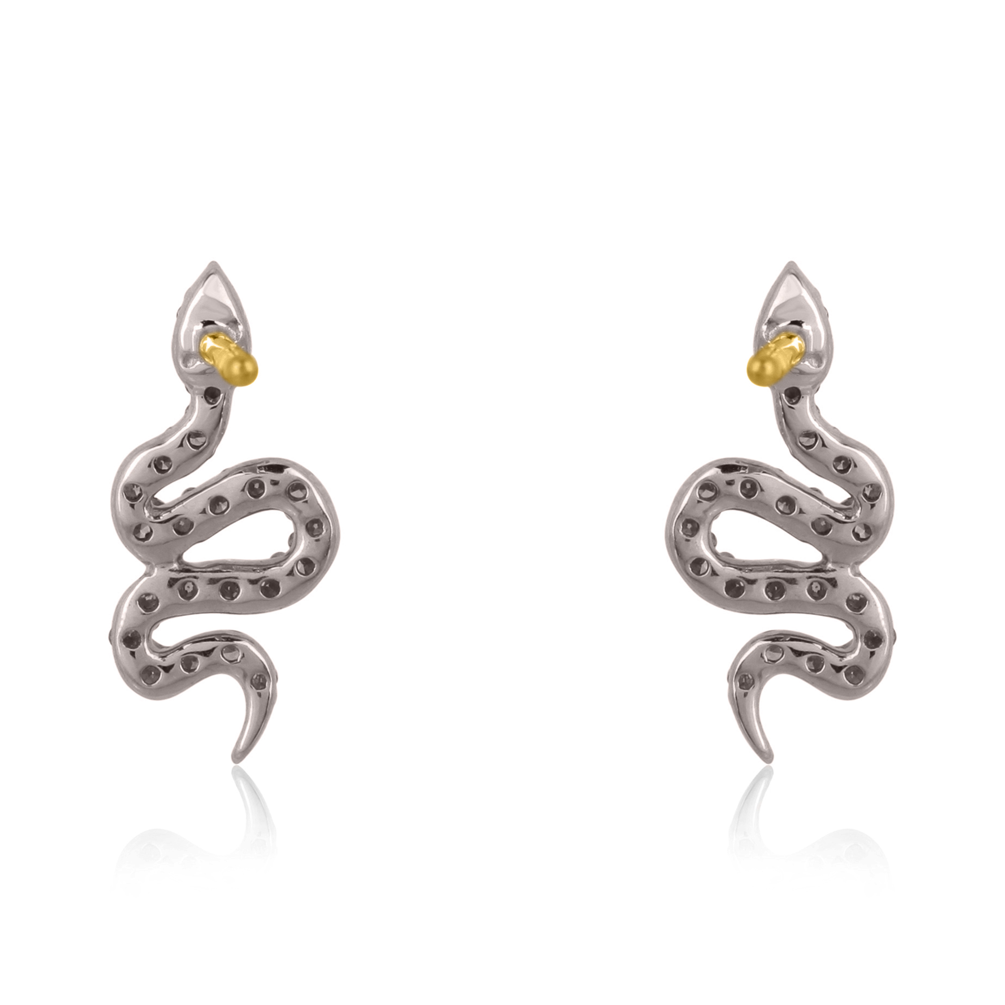 Sterling Silver Diamond Snake Earrings