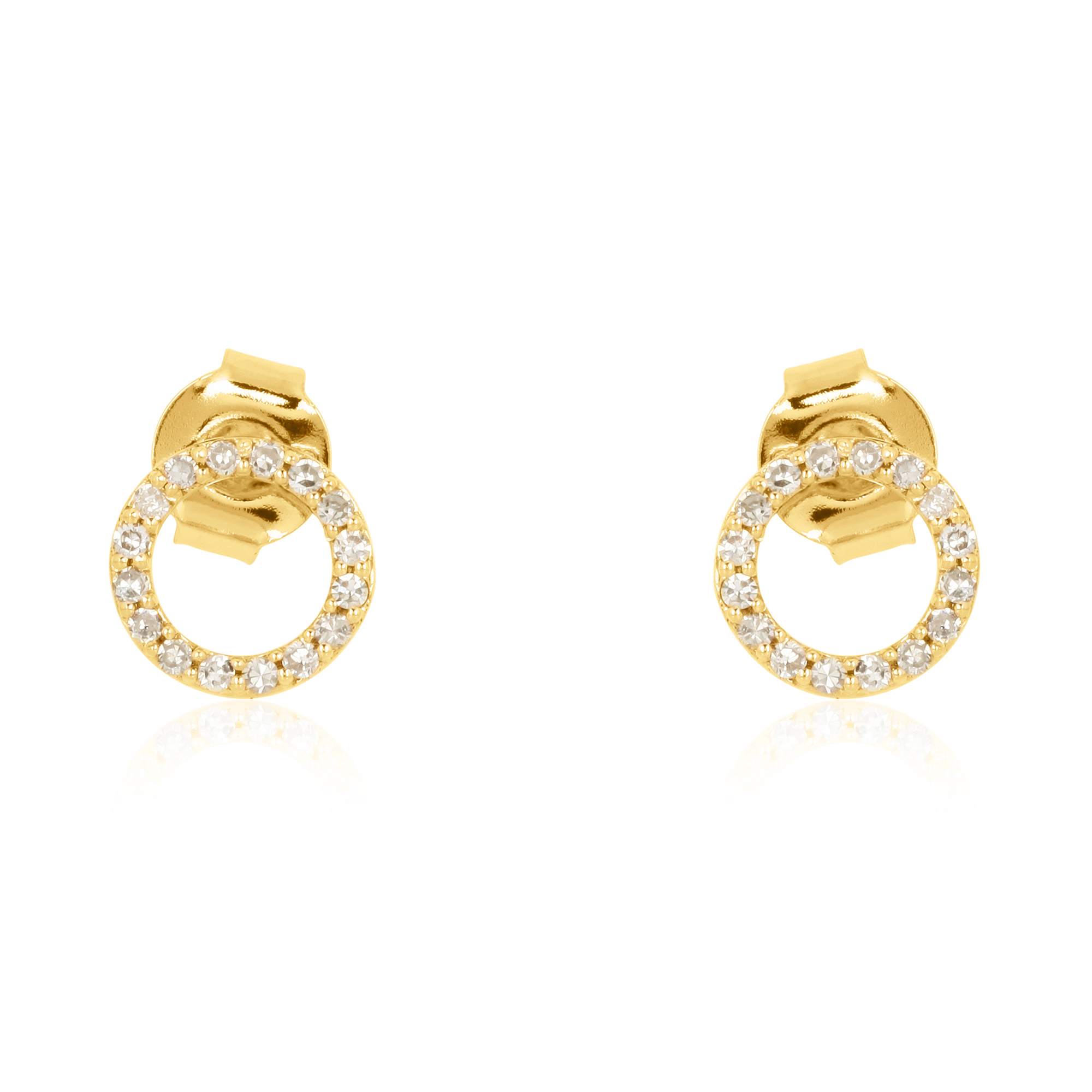Yellow Gold Diamond Single Line Circle Studs