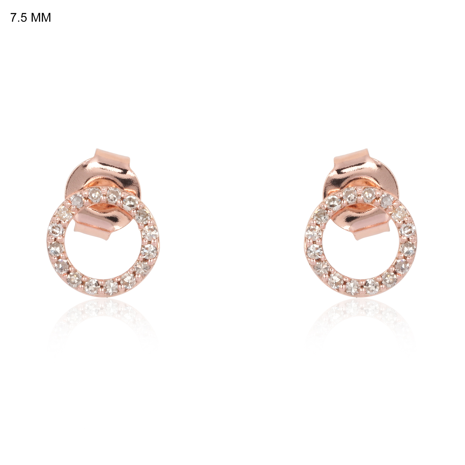 Rose Gold Diamond Single Line Circle Studs