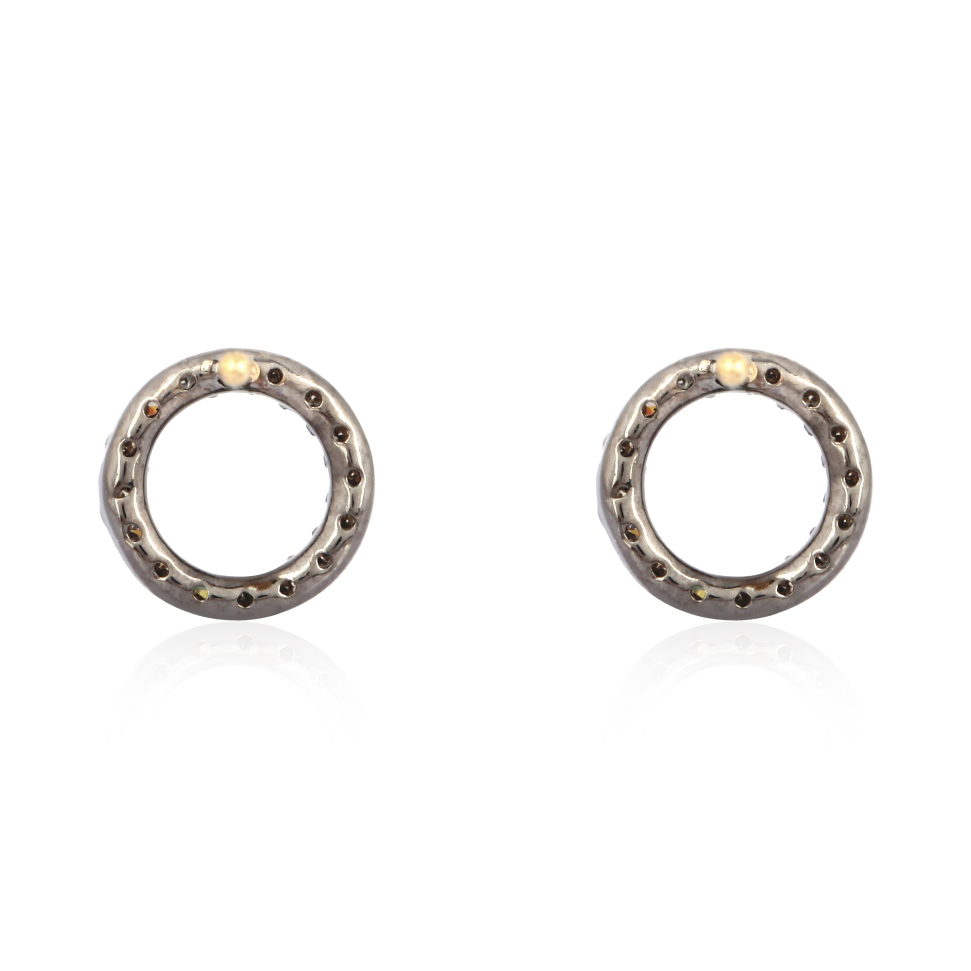 Sterling Silver Diamond Single Line Circle Studs