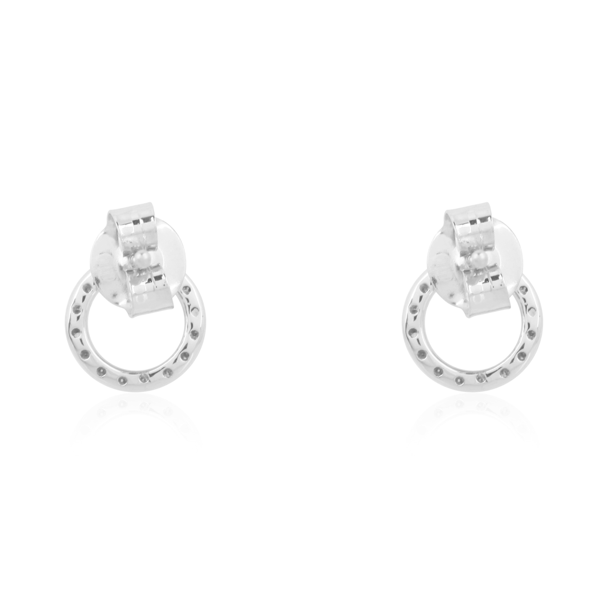 Sterling Silver Diamond Single Line Circle Studs