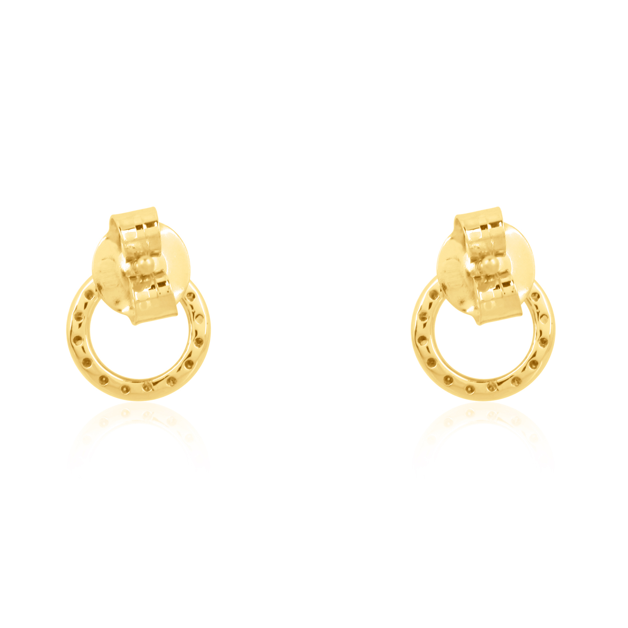 Yellow Gold Diamond Single Line Circle Studs