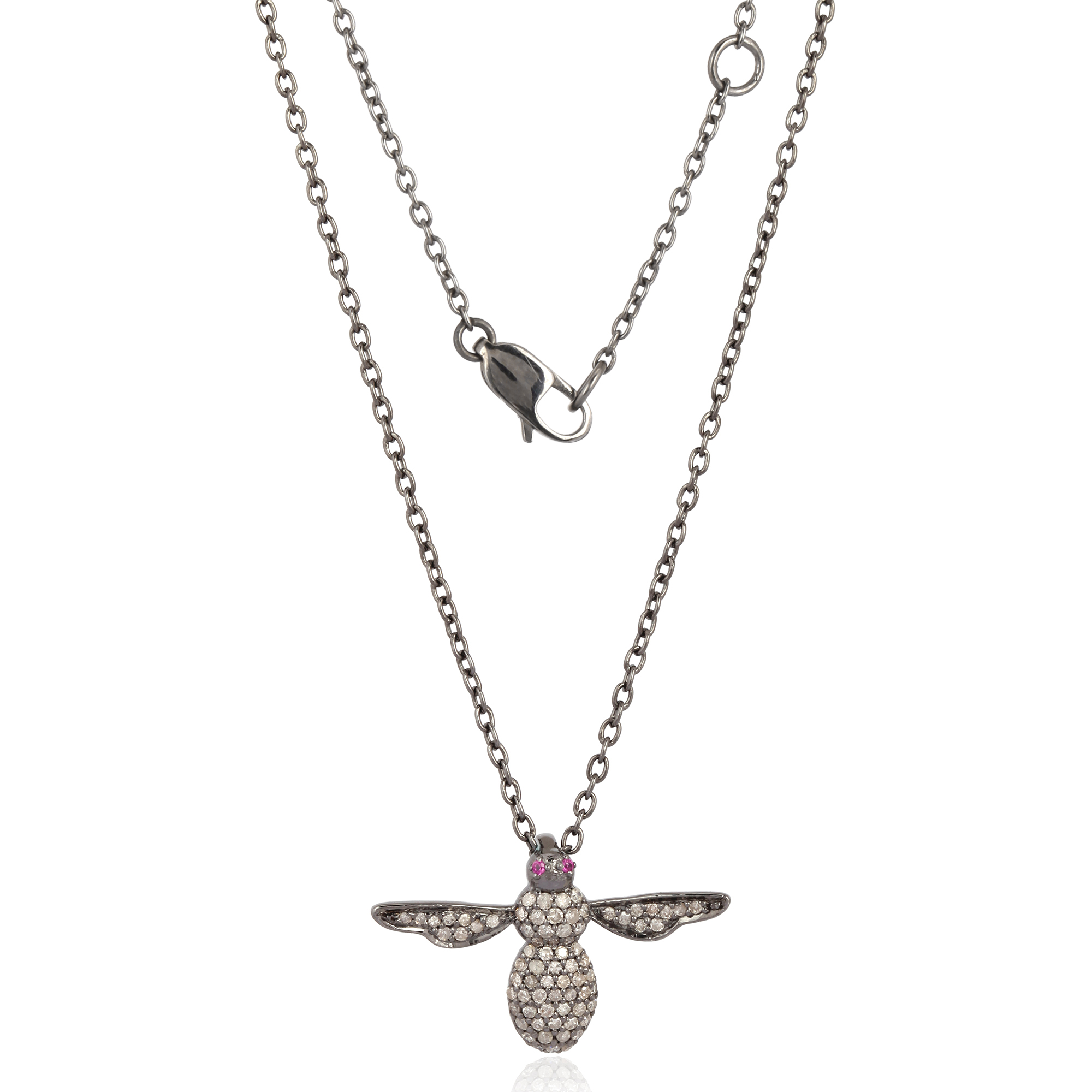 Sterling Silver Bee Diamond Pendant with Chain