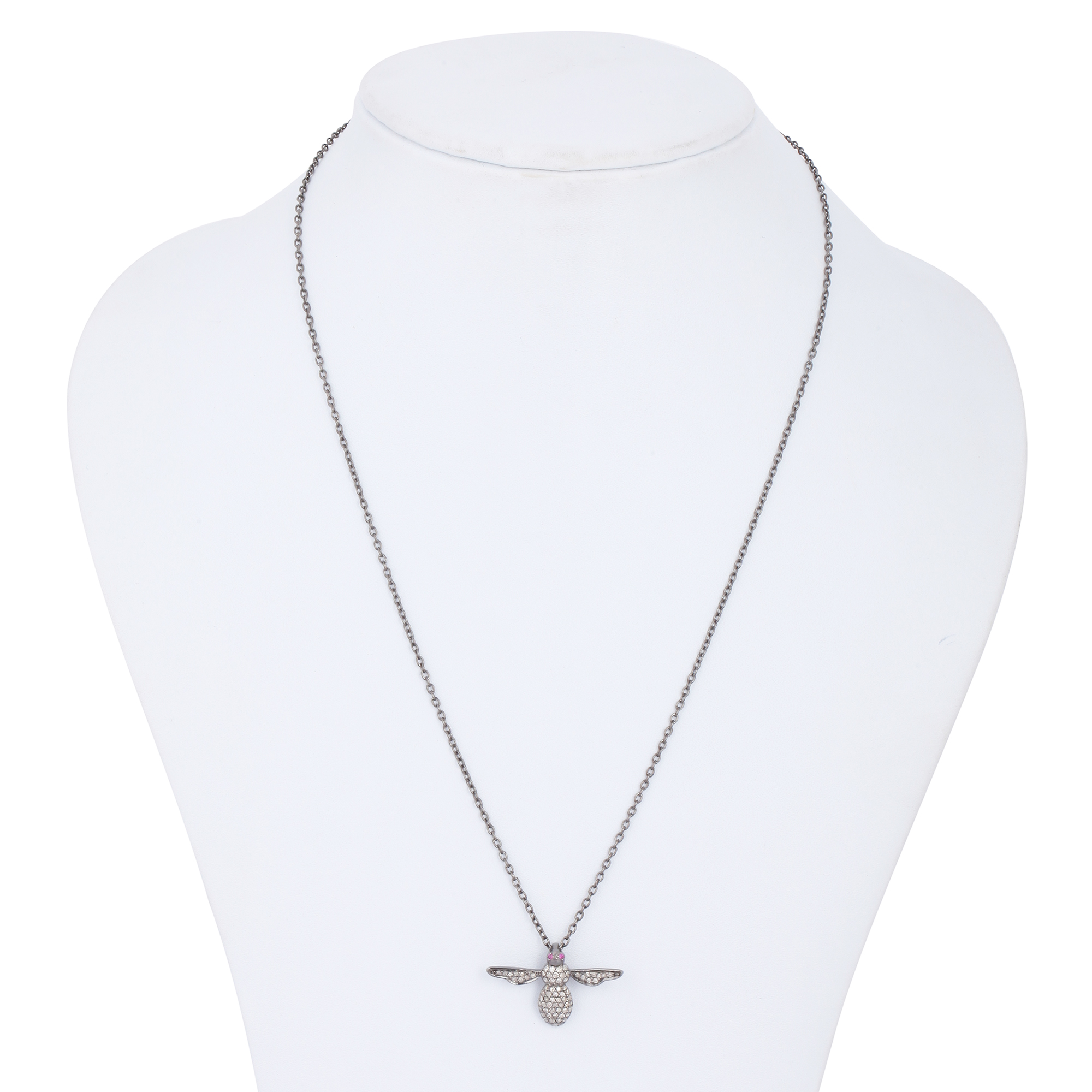 Sterling Silver Bee Diamond Pendant with Chain