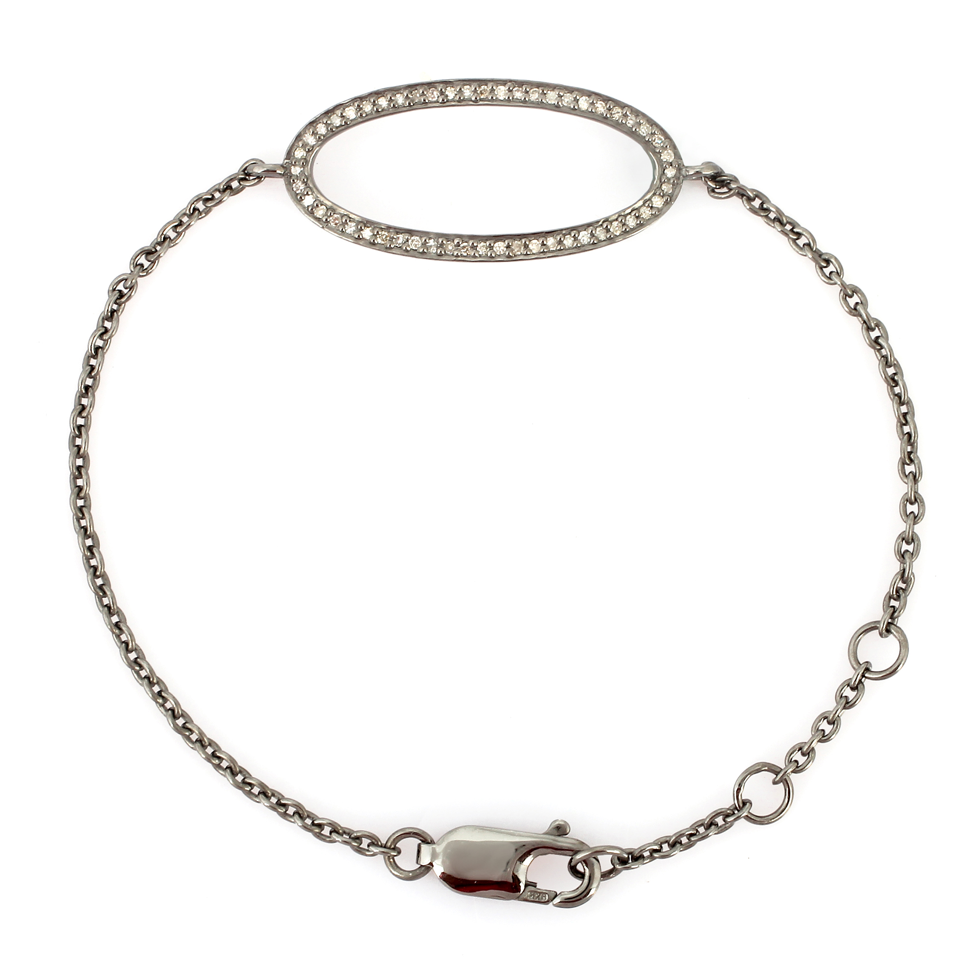 Sterling Silver Circle Diamond Bracelet