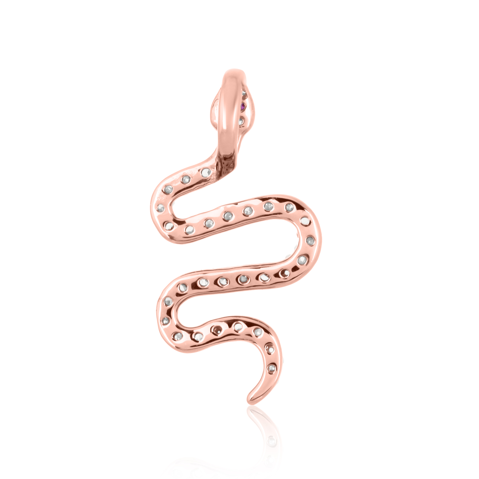 Sterling Silver Snake Diamond Pendant with Ruby Eyes