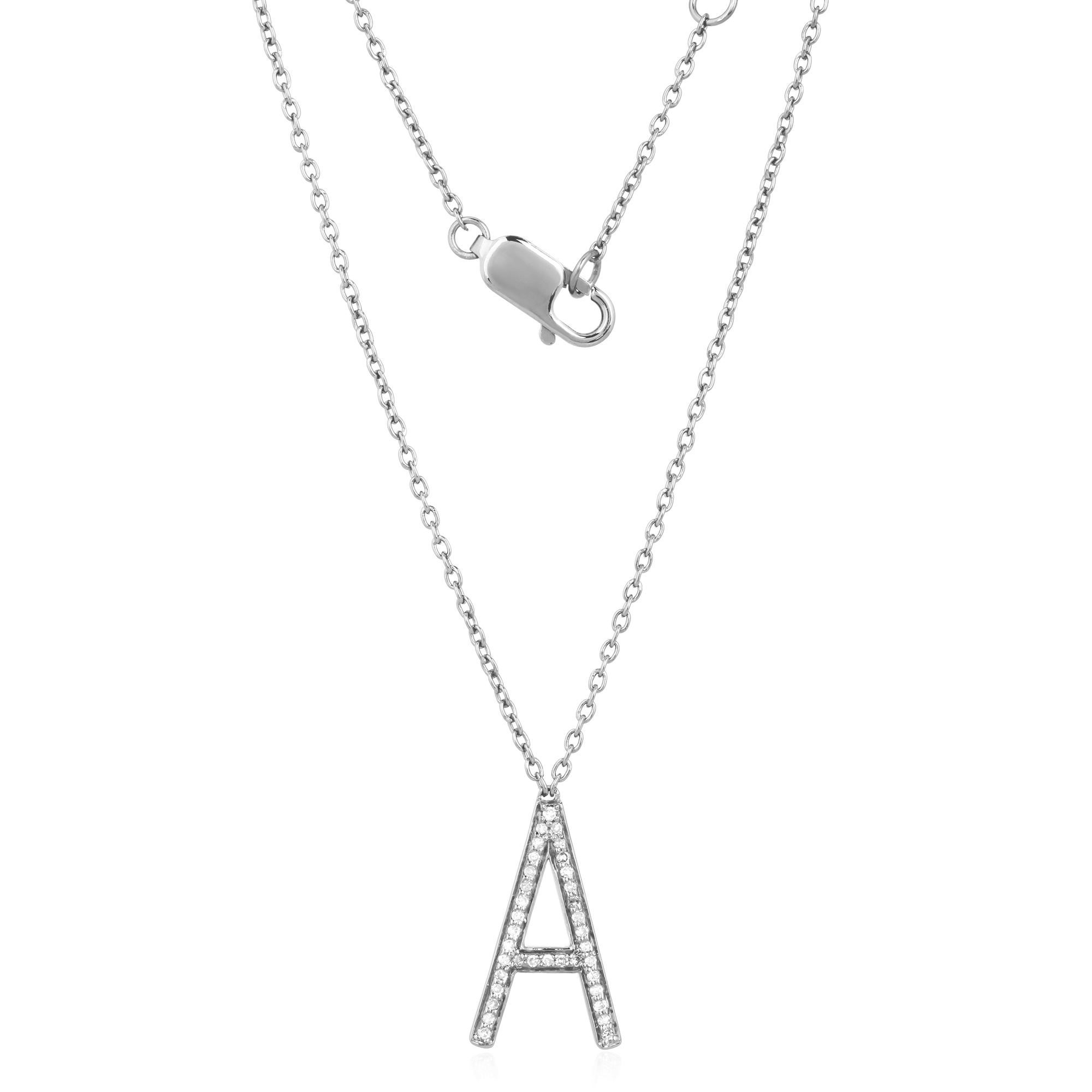 Sterling Silver Letter A Pendant with Chain