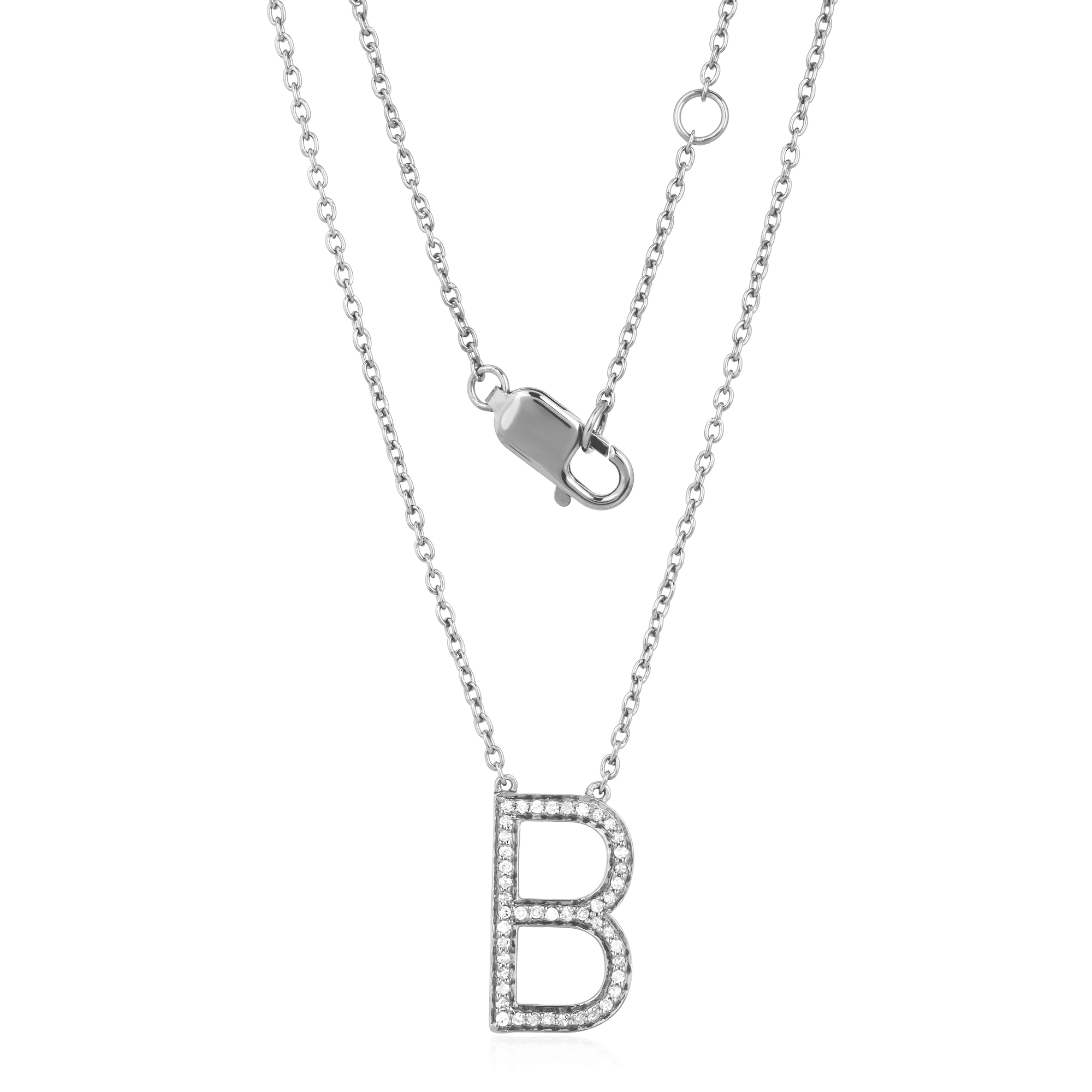 Sterling Silver Letter B Pendant with Chain