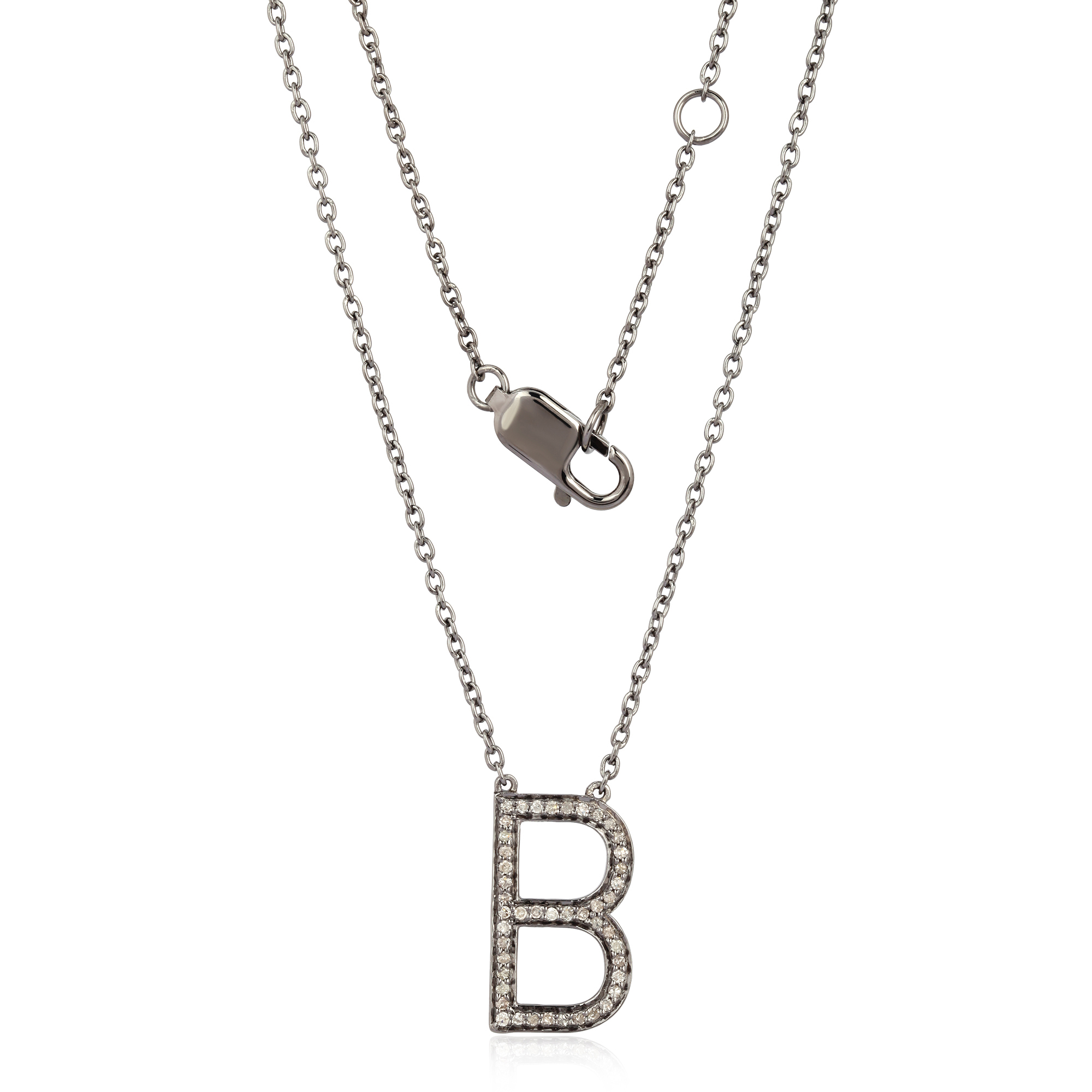 Sterling Silver Letter B Pendant with Chain