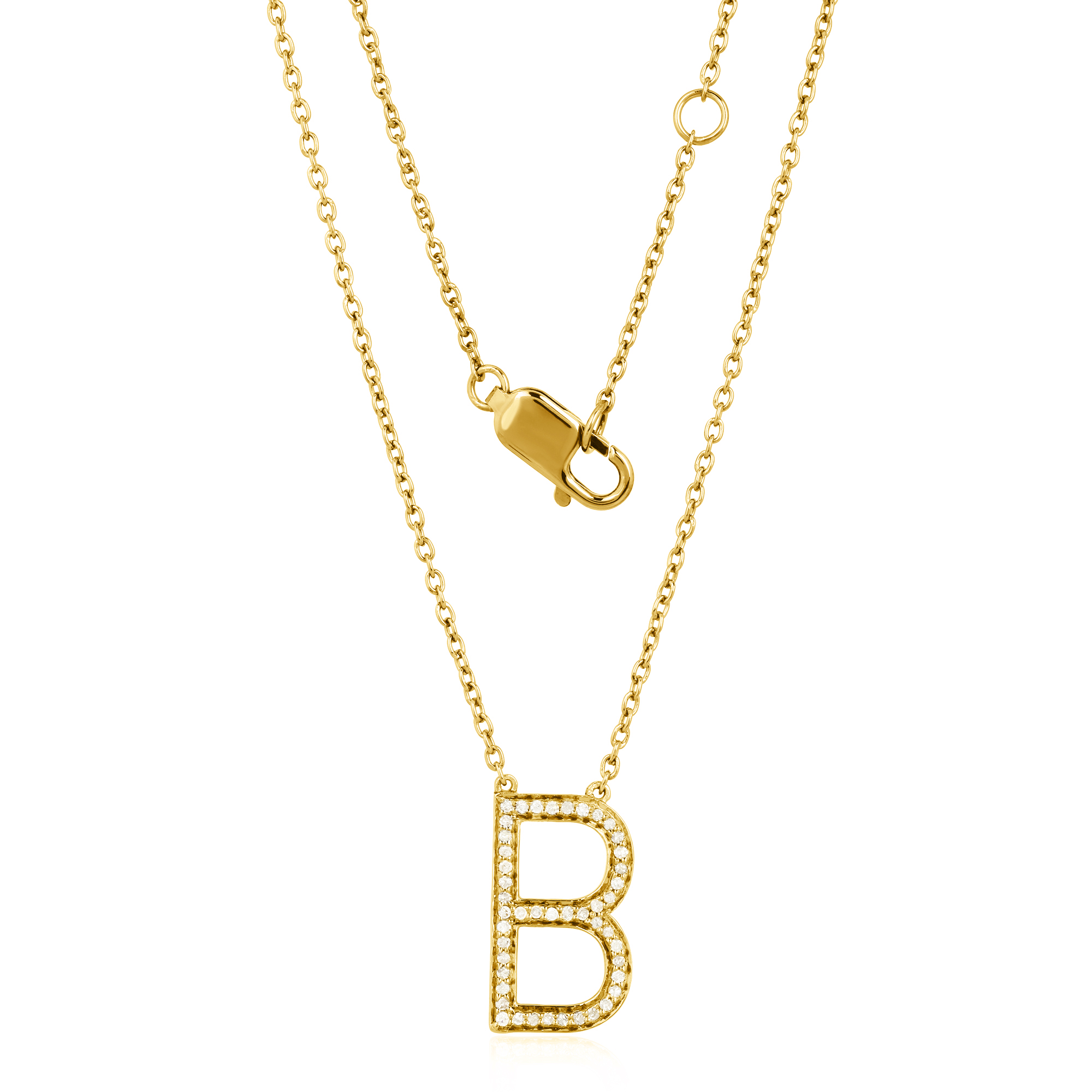 Sterling Silver Letter B Pendant with Chain