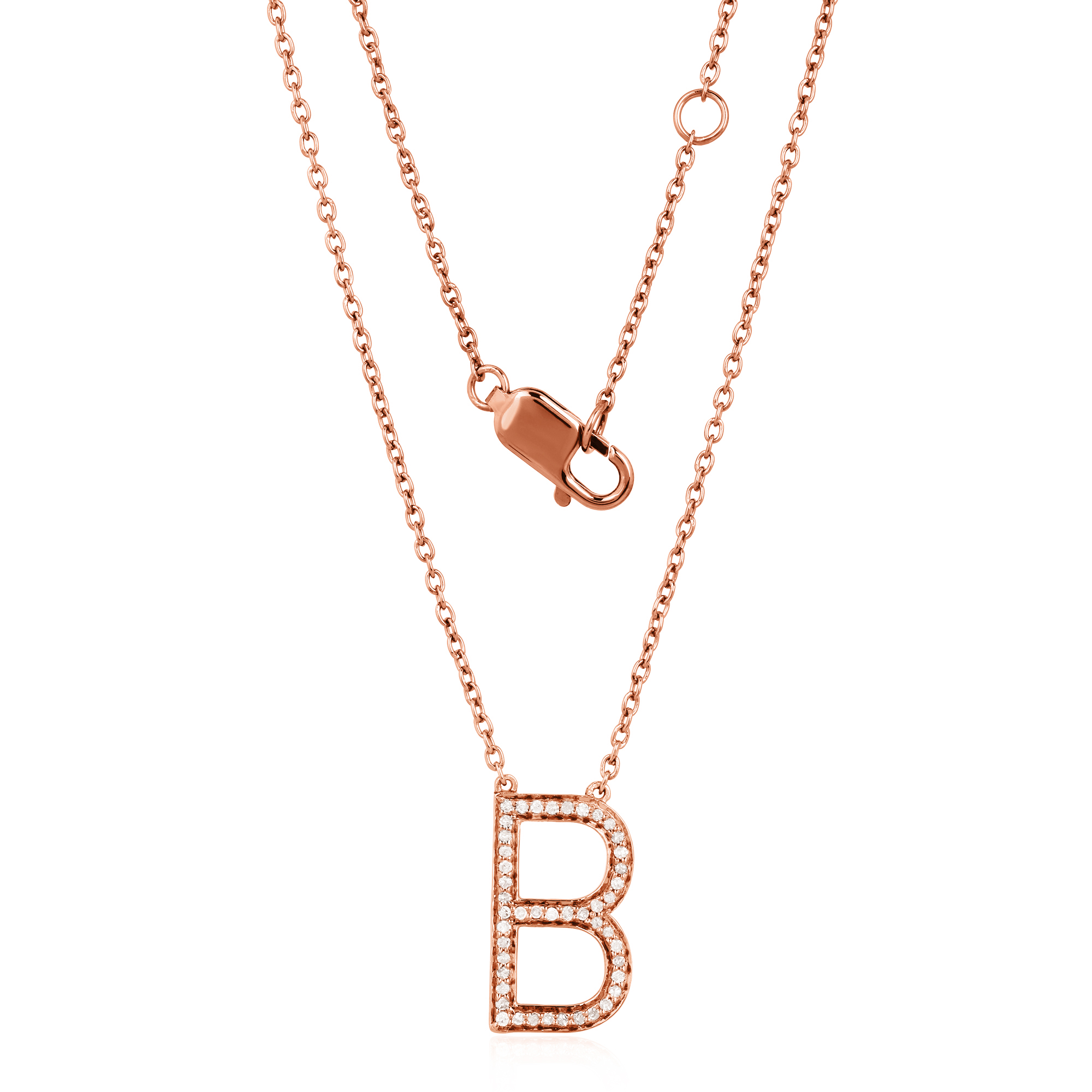 Sterling Silver Letter B Pendant with Chain