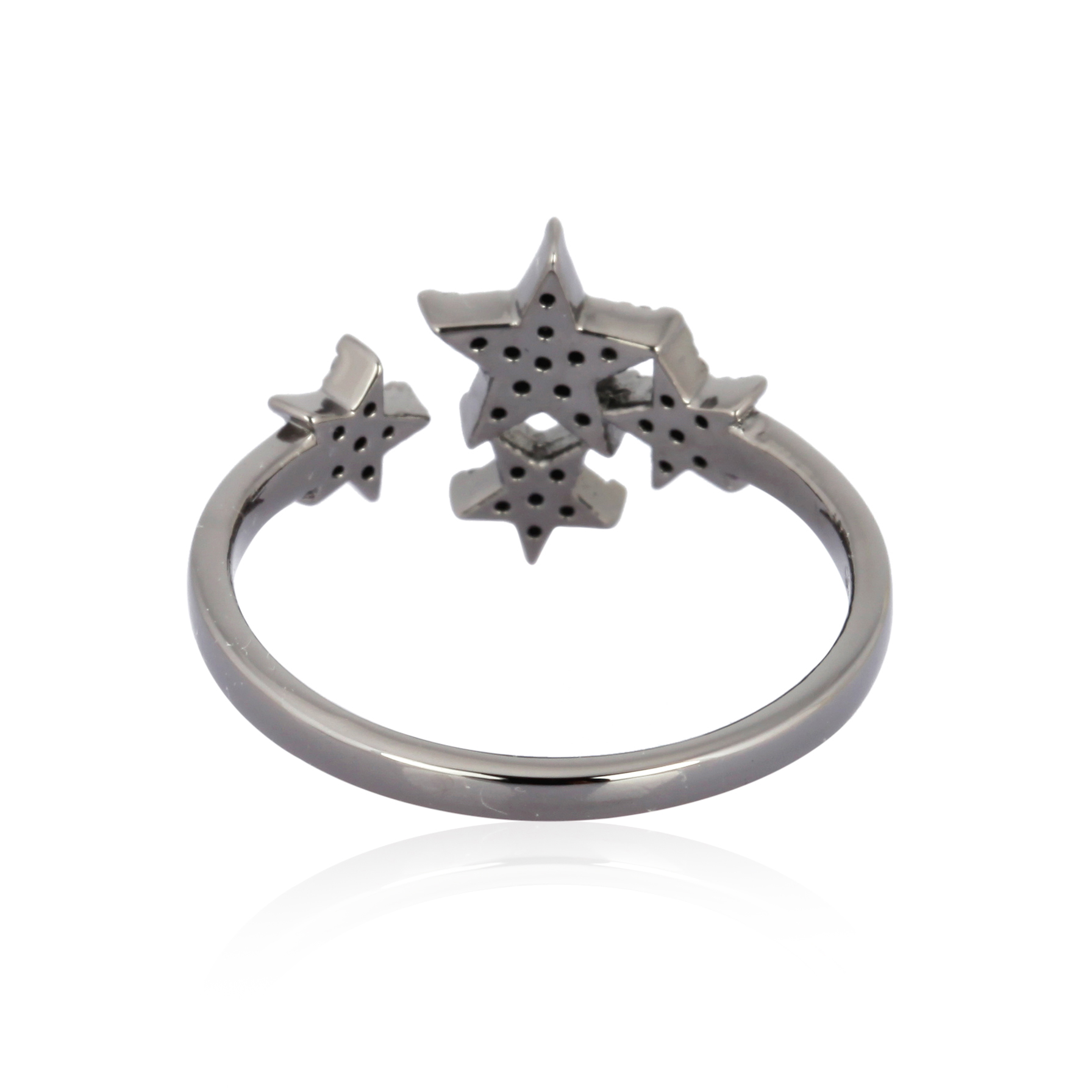 Sterling Silver Four Star Diamond Gap Ring