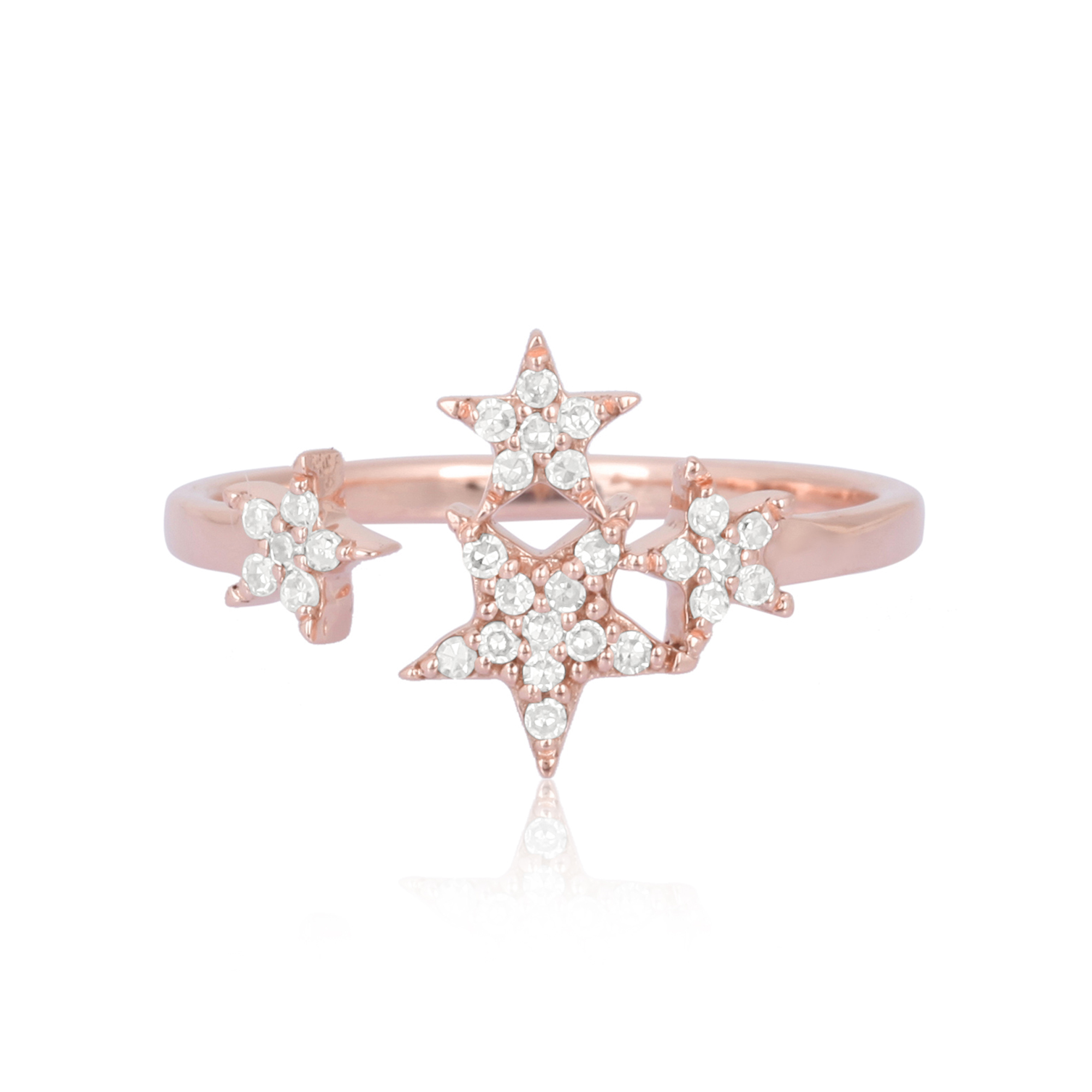 Sterling Silver Four Star Diamond Gap Ring