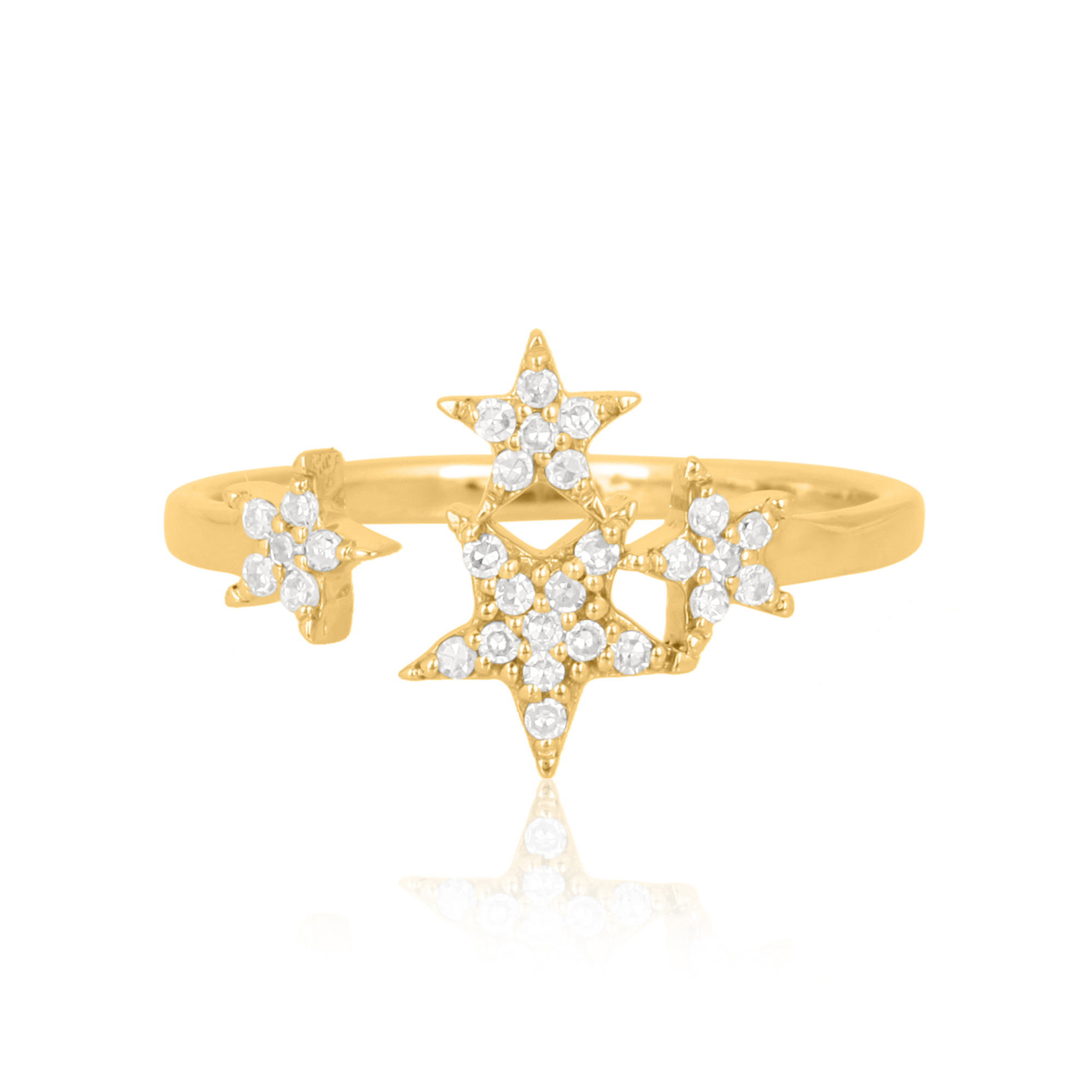 Sterling Silver Four Star Diamond Gap Ring