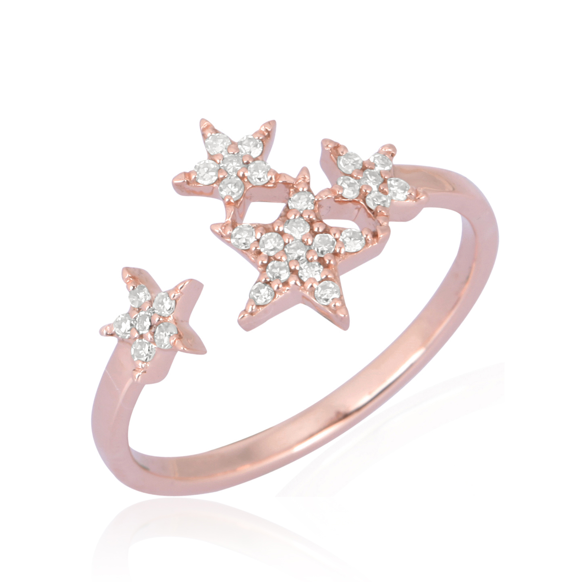 Rose Gold Four Star Diamond Gap Ring