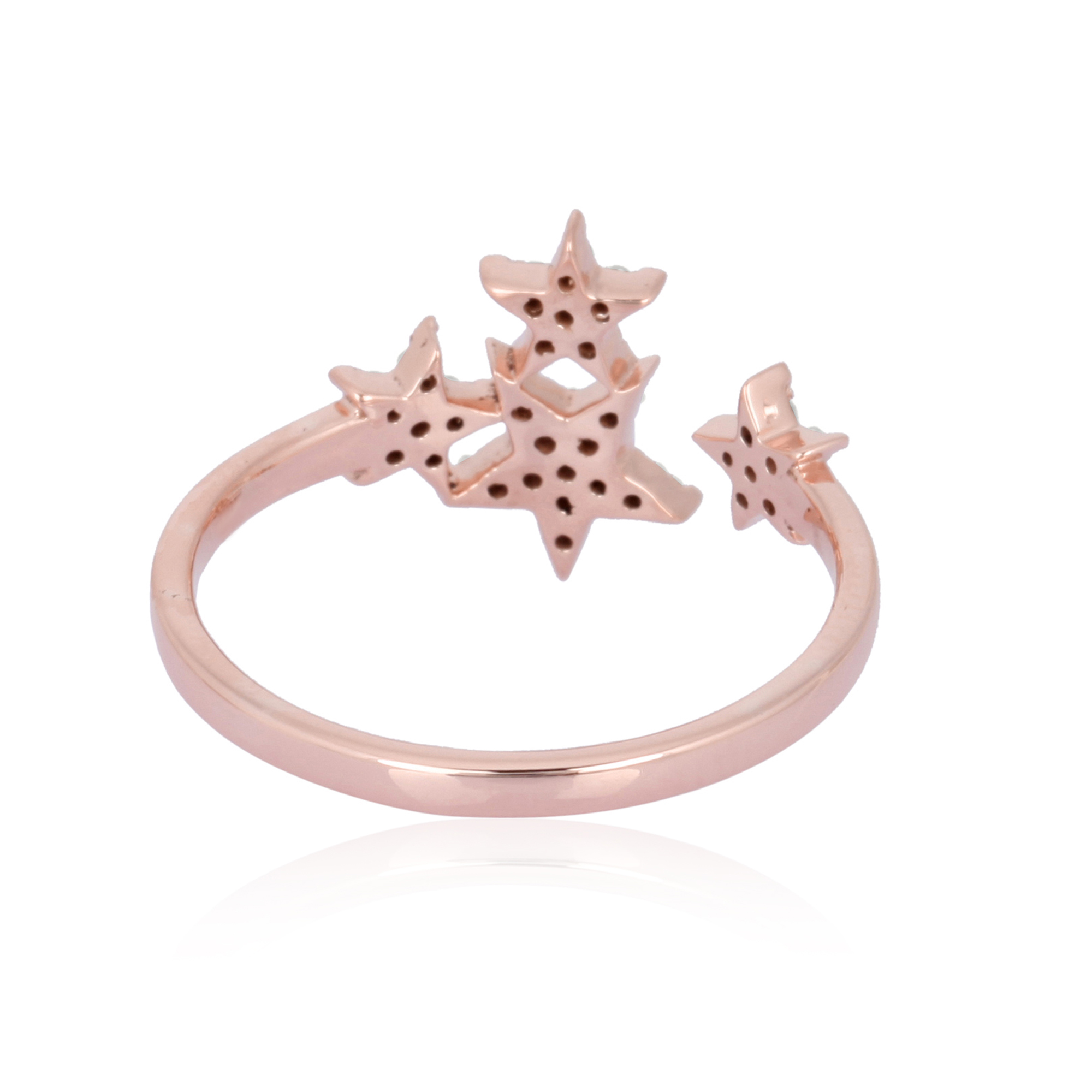 Sterling Silver Four Star Diamond Gap Ring