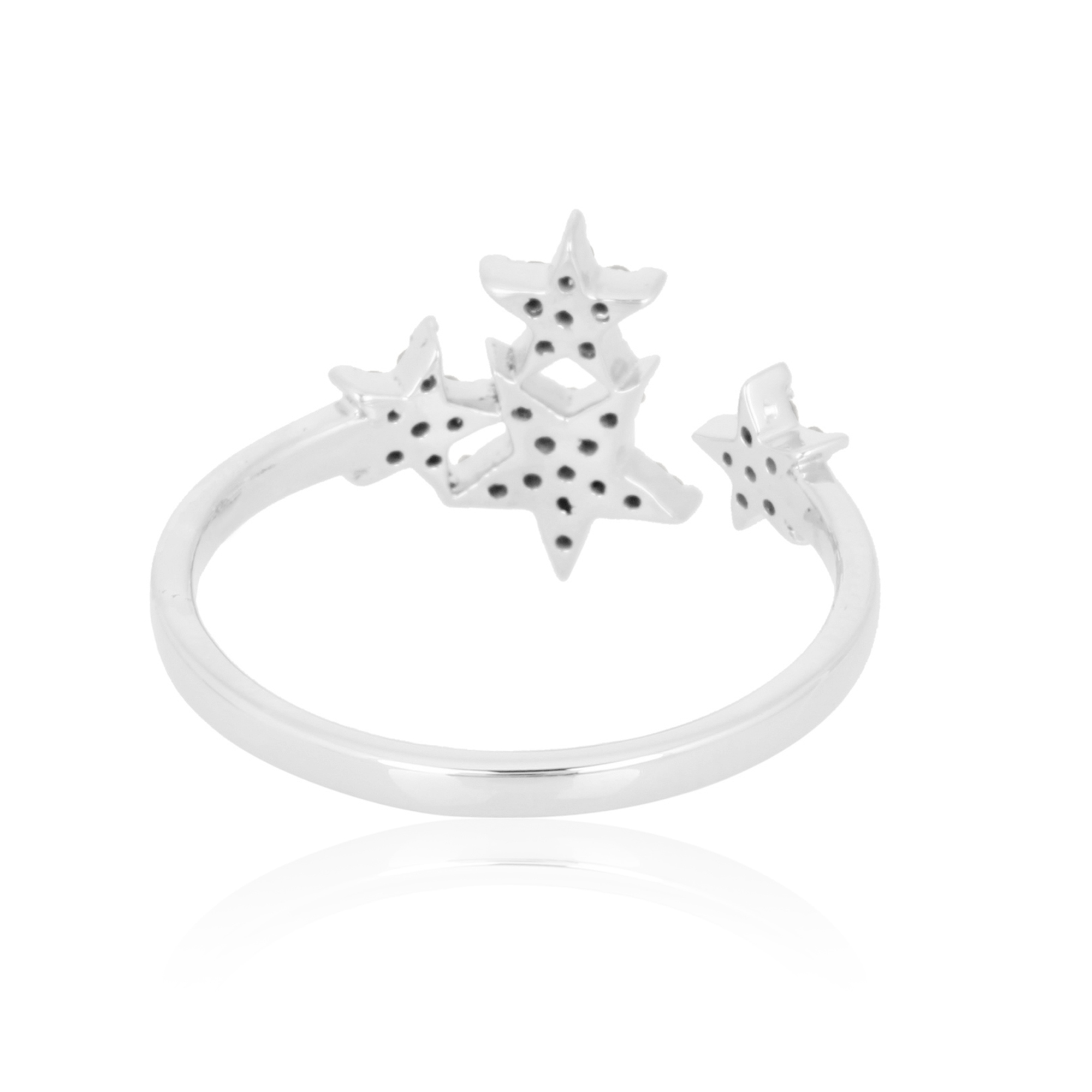 Sterling Silver Four Star Diamond Gap Ring