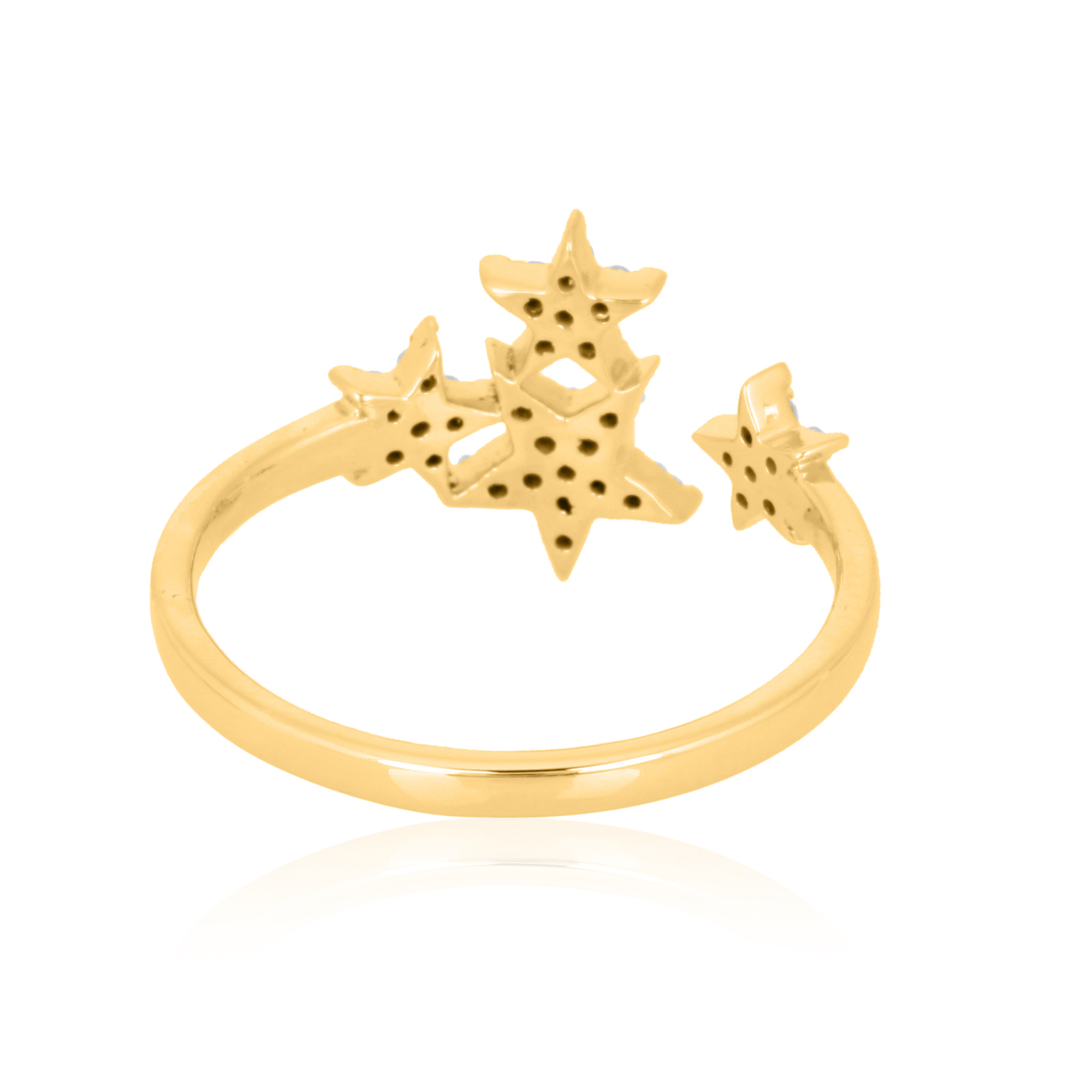 Yellow Gold Four Star Diamond Gap Ring