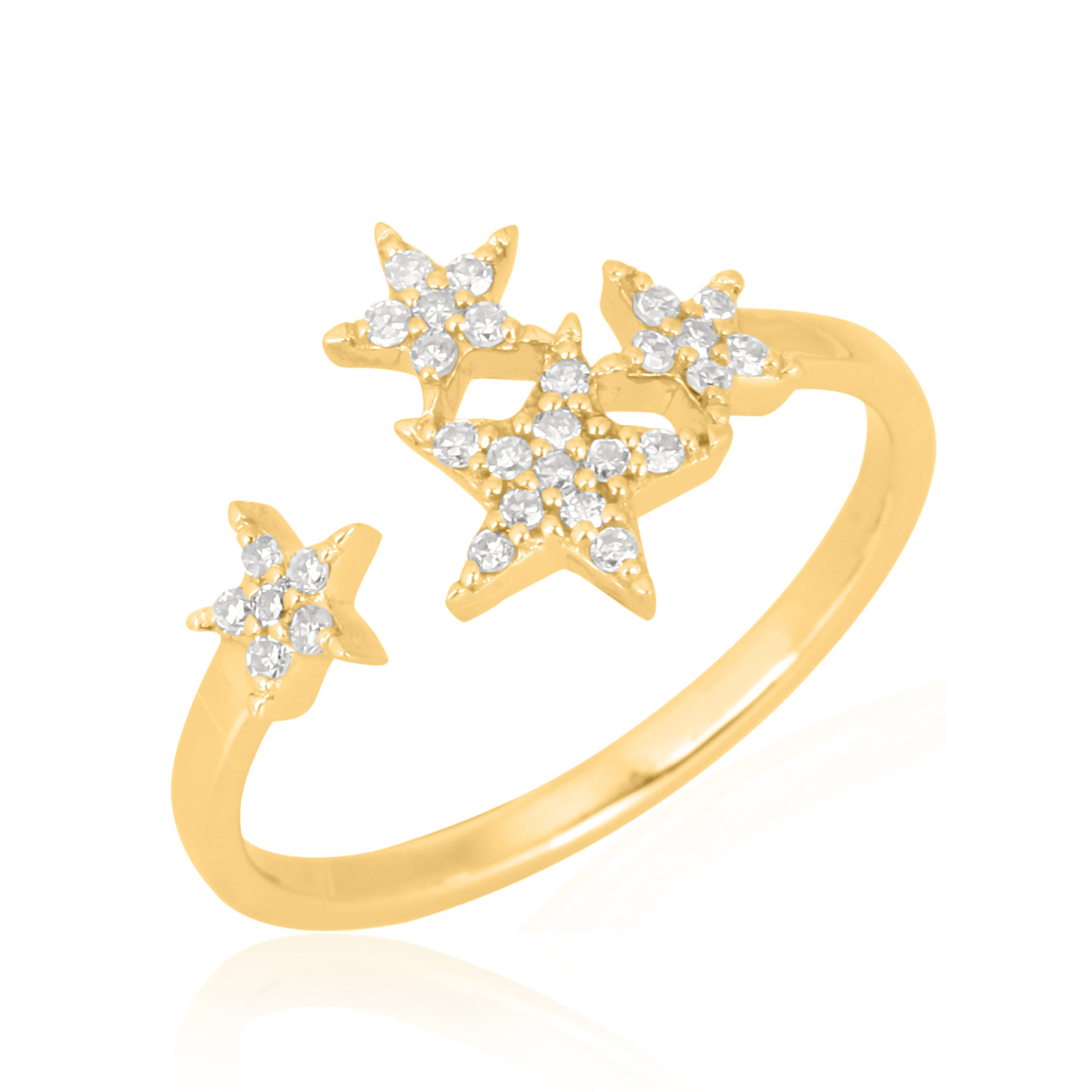 Yellow Gold Four Star Diamond Gap Ring