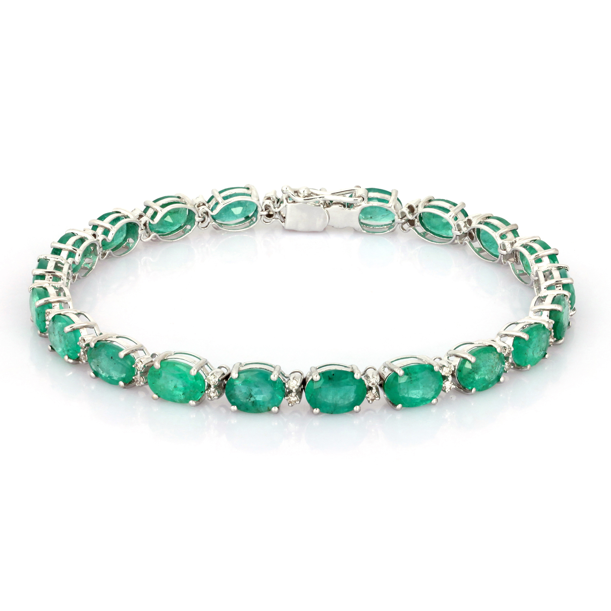 White Gold White Gold 7 X 5 mm Oval Emerald Tennis Bracelet
