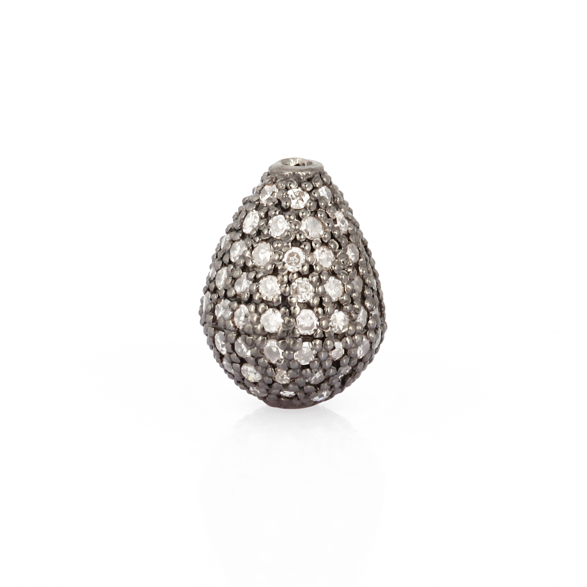 Sterling Silver 10 X 75MM Pave Diamond Drops
