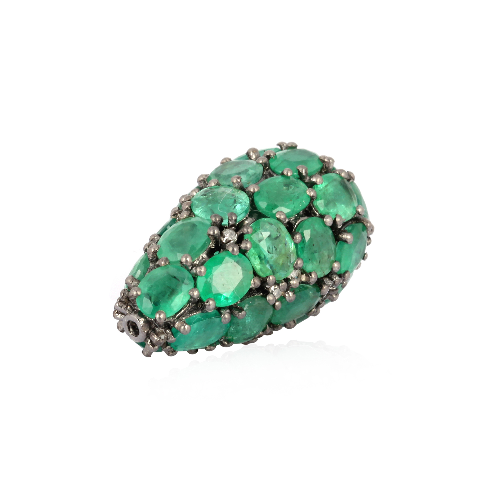 Sterling Silver 25 X 14MM Emerald Diamond Drops