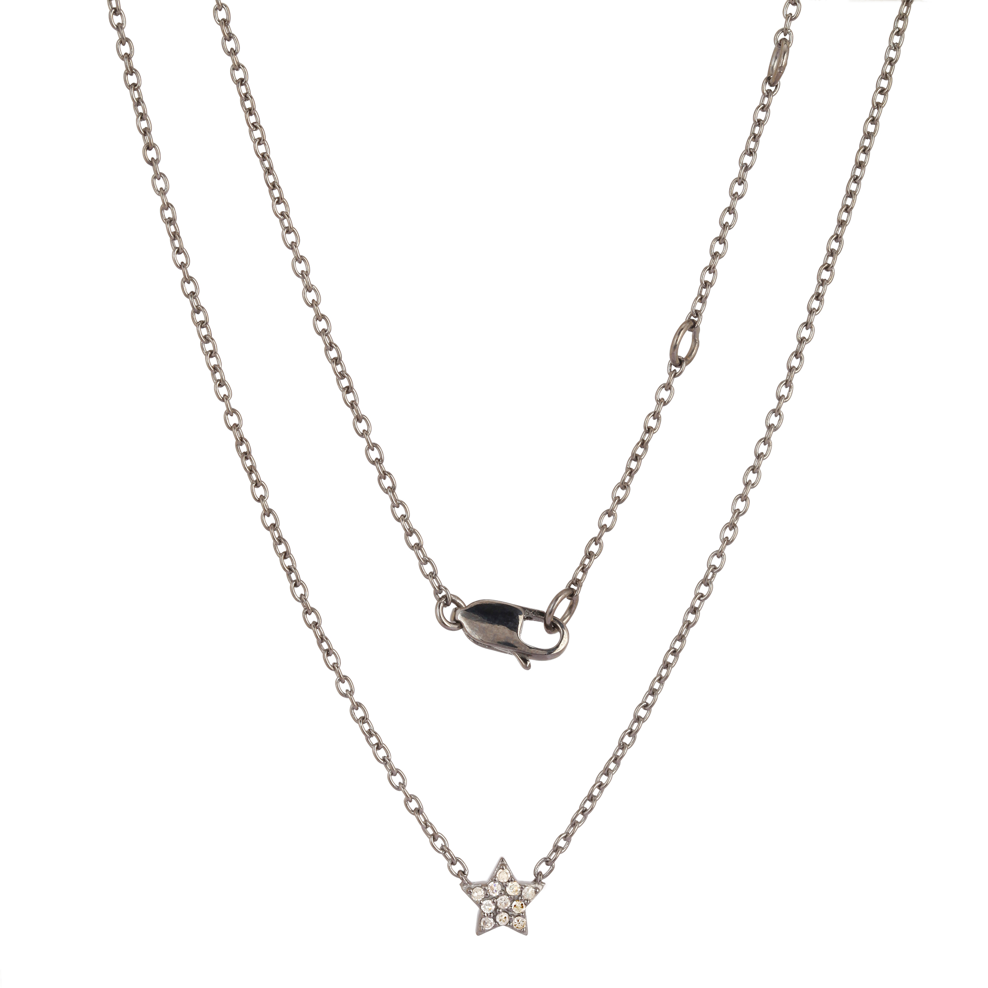 Sterling Silver Star Diamond Pendant with Chain