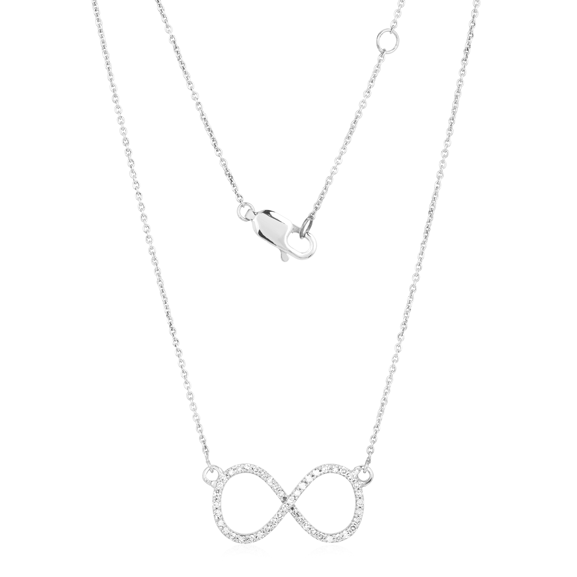 White Gold Infinity Diamond Pendant With Chain