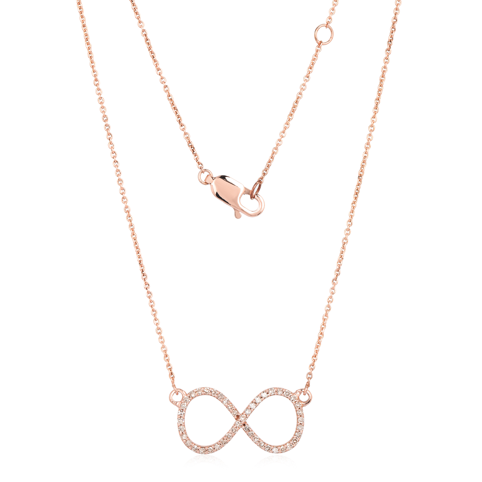 Rose Gold Infinity Diamond Pendant With Chain